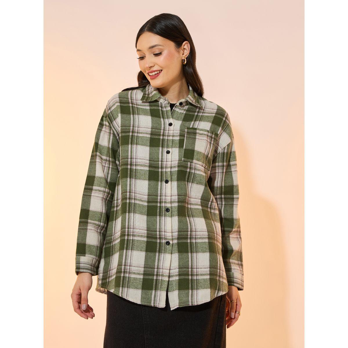 بلوزة فضفاضة بطبعة مربعات وأكمام طويلة-women-clothing-shirtsandblouses-shirts-image-4