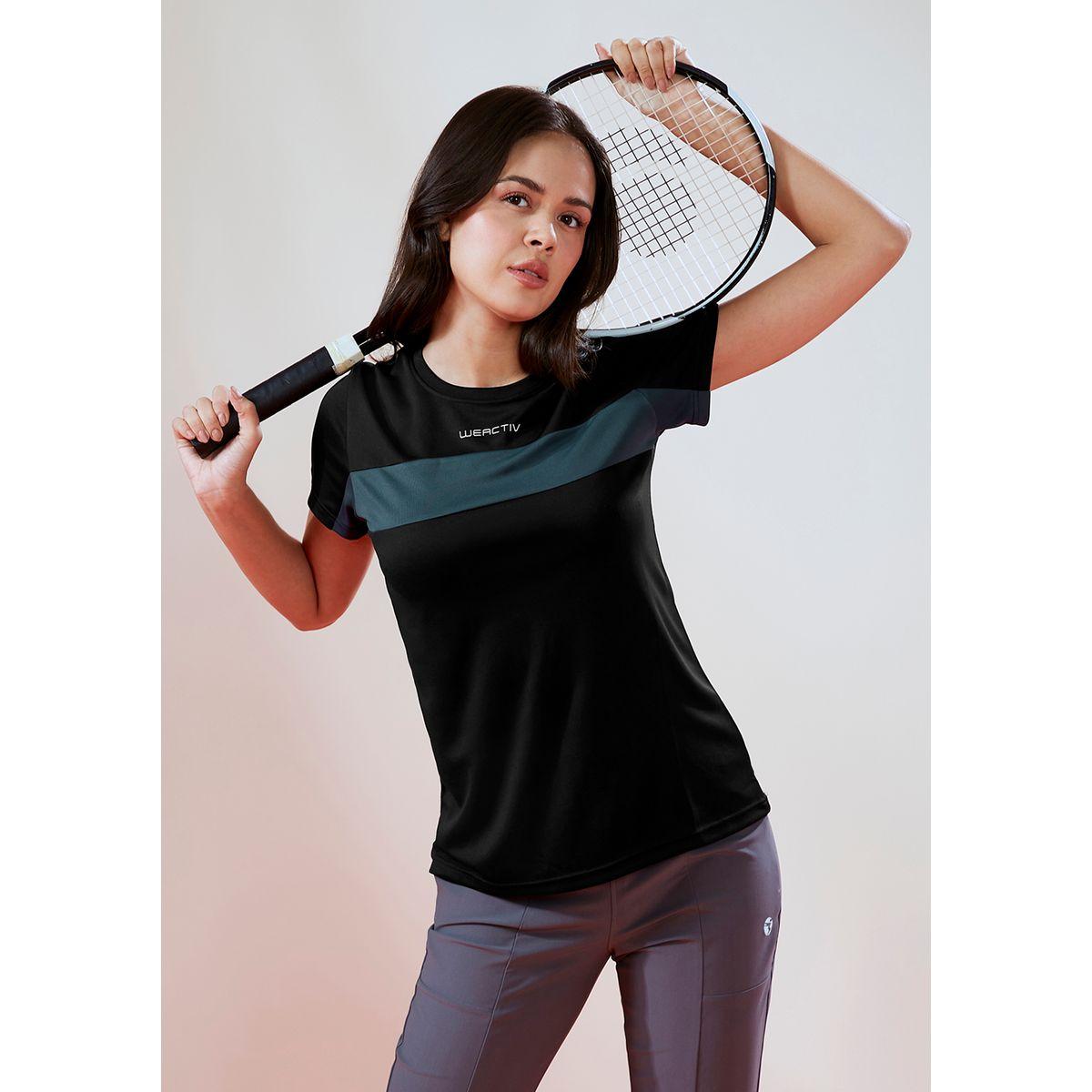 Technosport X Styli  Color Block Crew Neck Short Sleeve Top-sports-women-clothing-tshirtsandvests-image-2
