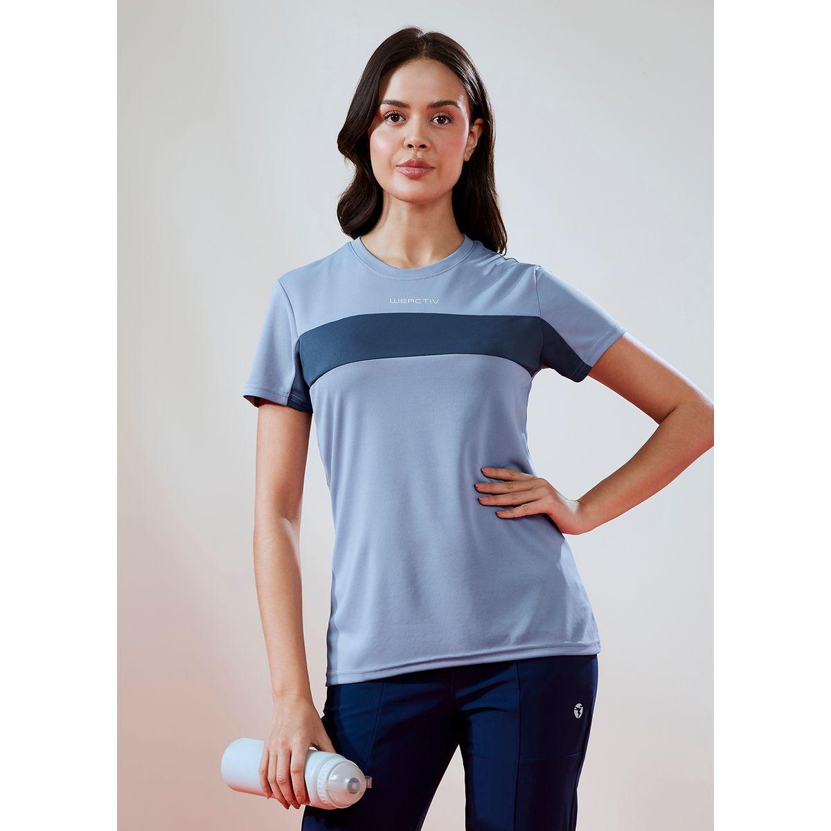 Technosport X Styli  Color Block Crew Neck Short Sleeve Top-sports-women-clothing-tshirtsandvests-image-2