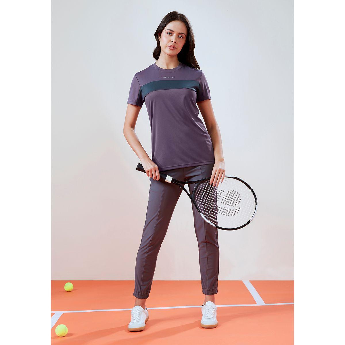 Technosport X Styli  Color Block Crew Neck Short Sleeve Top-sports-women-clothing-tshirtsandvests-image-1