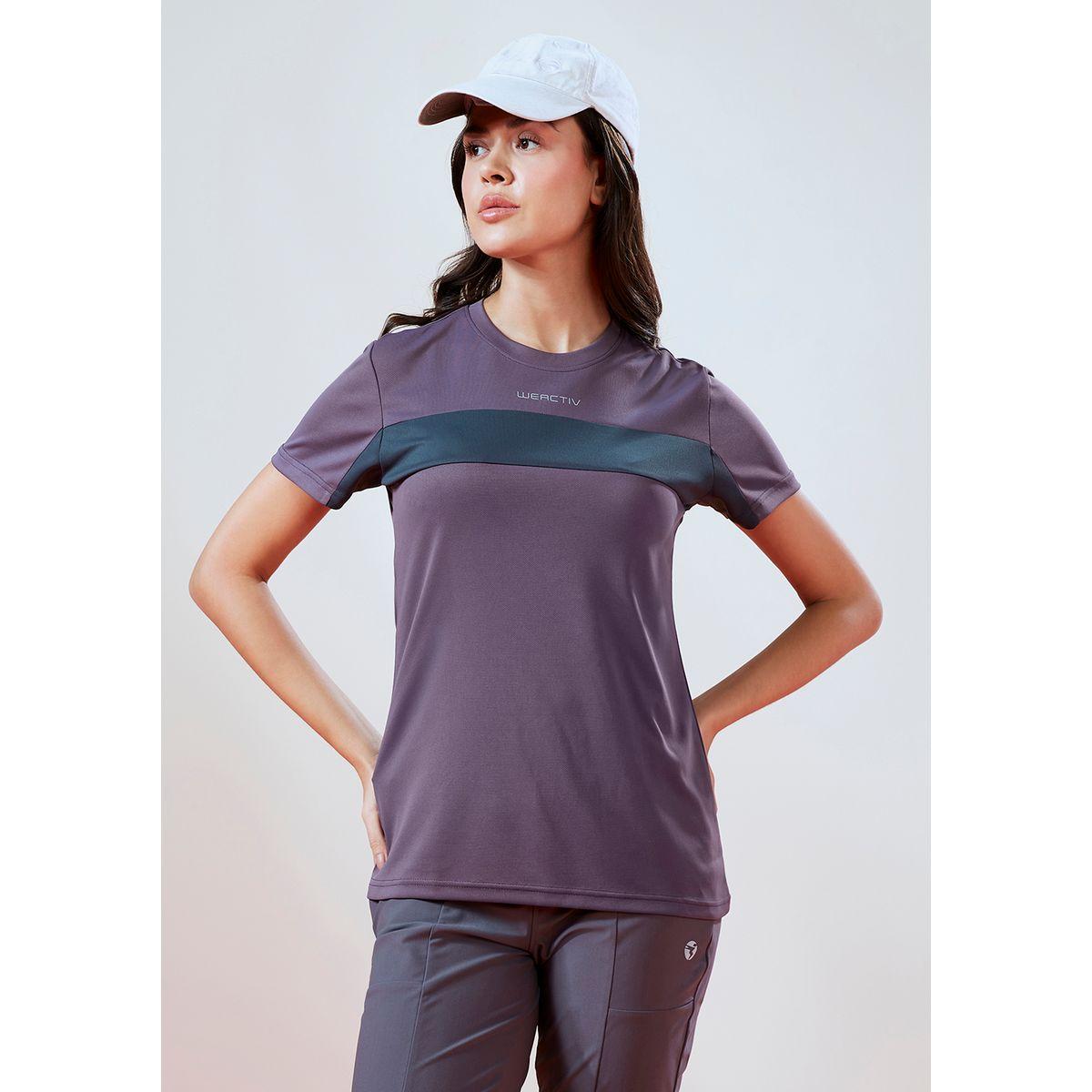 بلوزة بنمط كتل الالوان وأكمام قصيرة تكنوسبورت × ستايلي-sports-women-clothing-tshirtsandvests-image-2