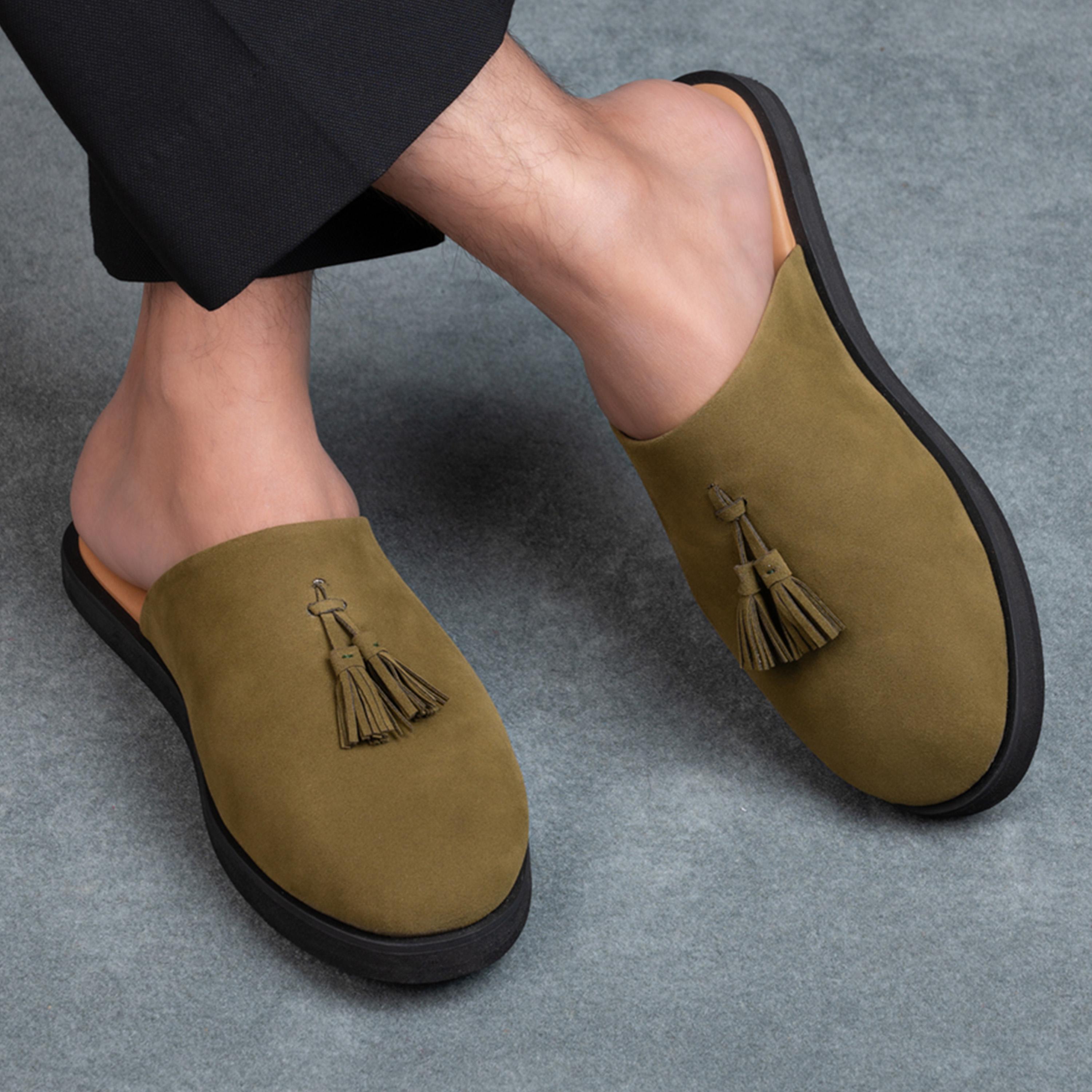 Styli Suede Clogs with Tassel Detail-men-shoes-flipflopsandslides-image-2