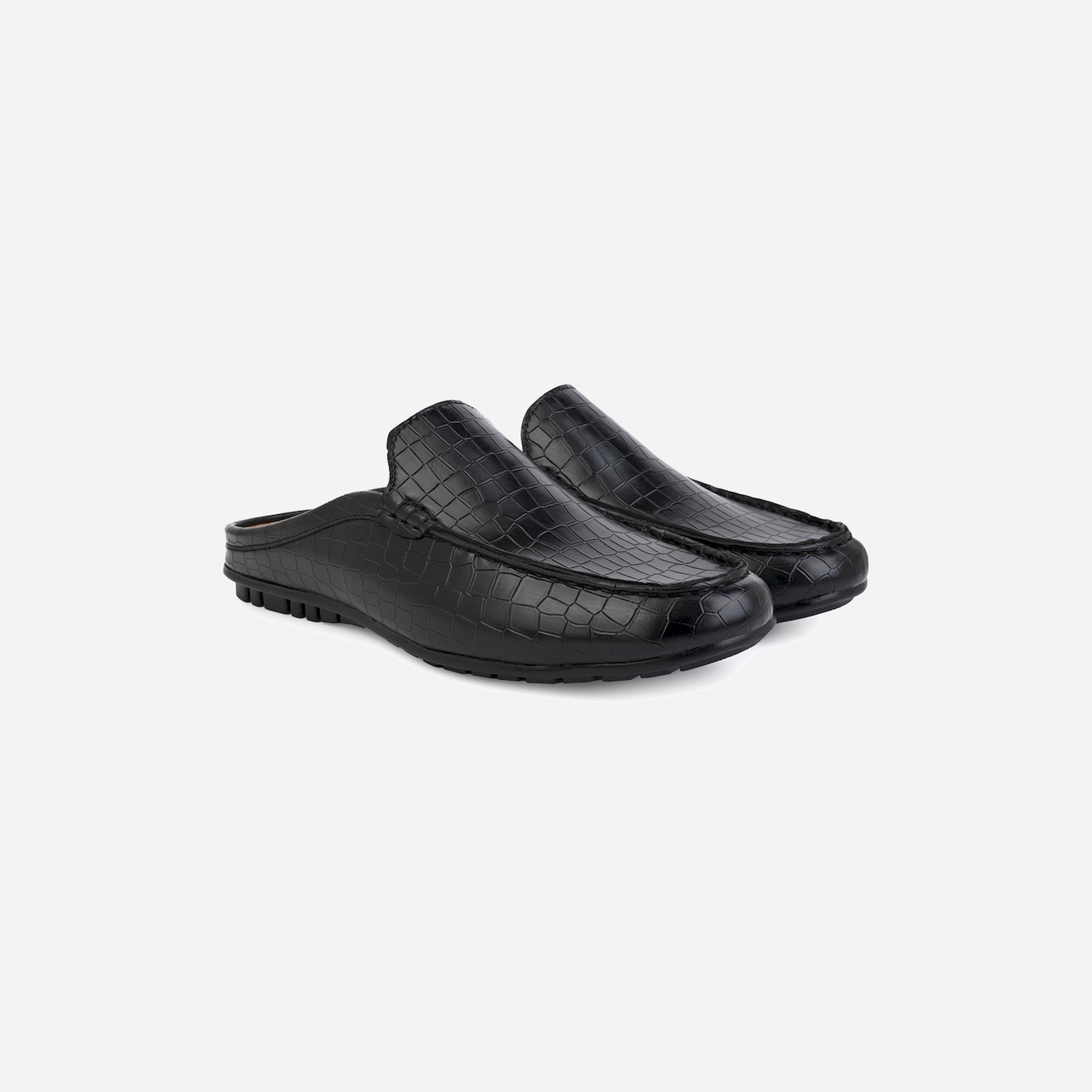 Styli Snake-Skin Textured Slip On Mules-men-shoes-loafersandmoccasins-image-1