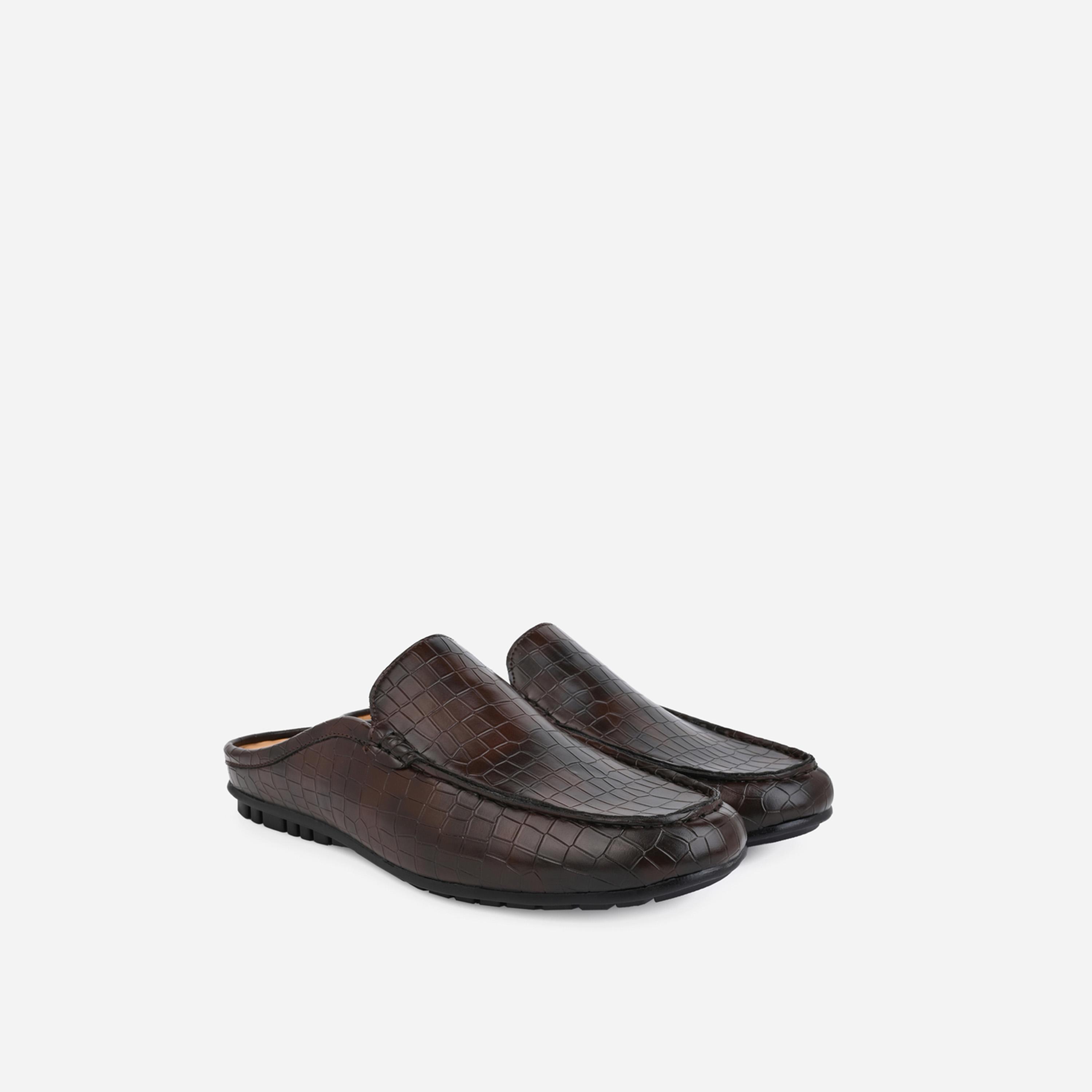 Styli Snake Skin Textured Slip On Mules-men-shoes-loafersandmoccasins-image-1