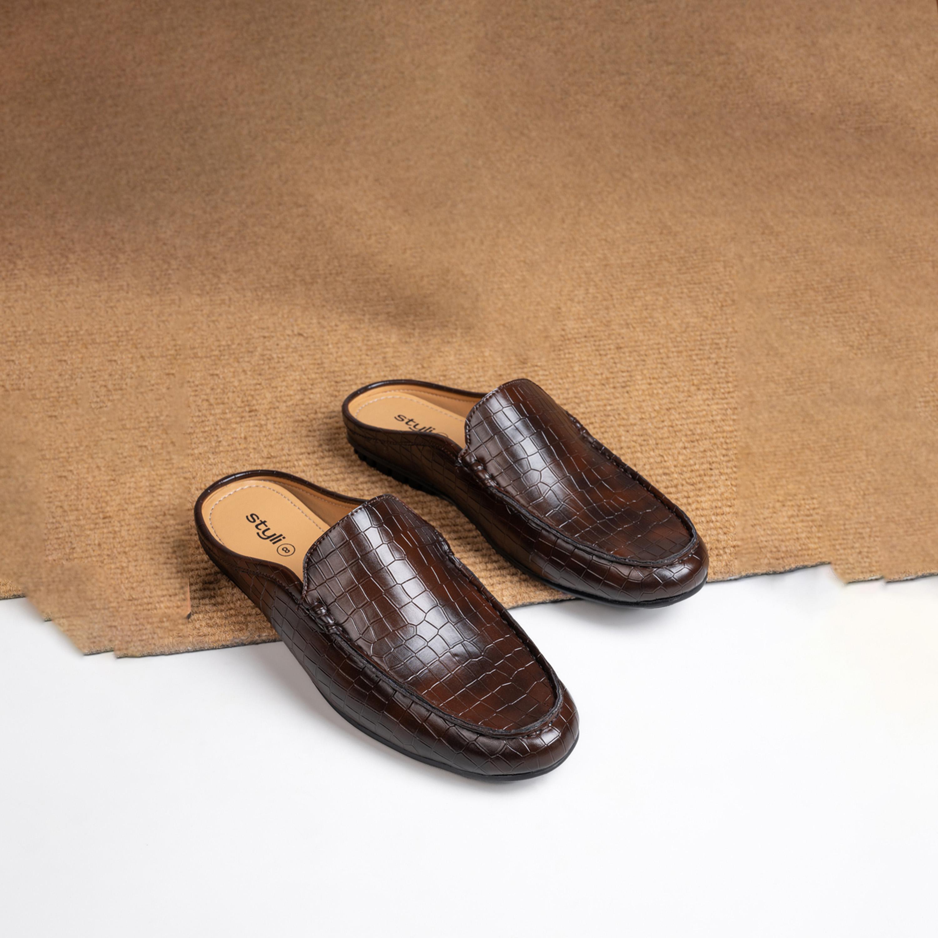 Styli Snake Skin Textured Slip On Mules-men-shoes-loafersandmoccasins-image-2