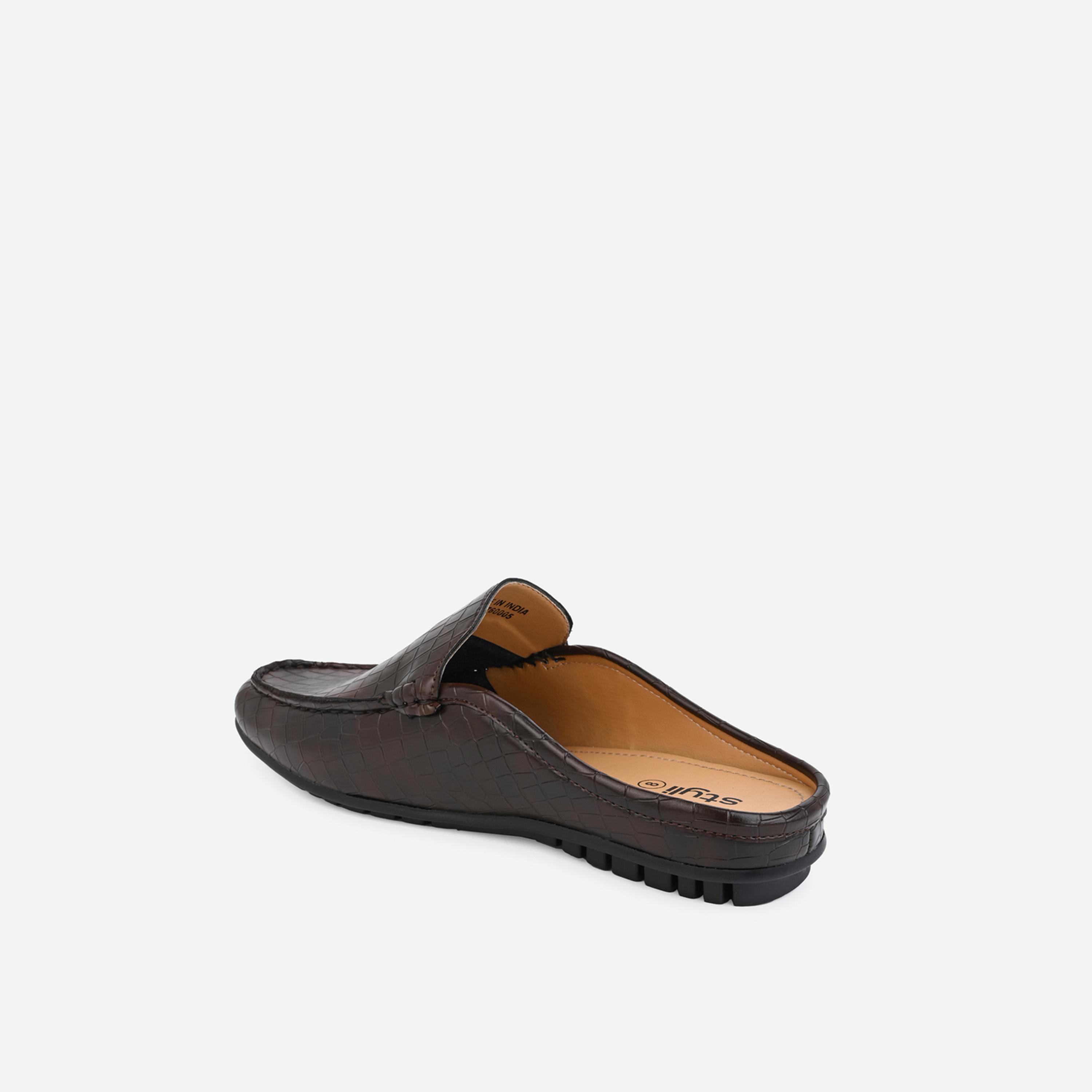 Styli Snake Skin Textured Slip On Mules-men-shoes-loafersandmoccasins-image-4