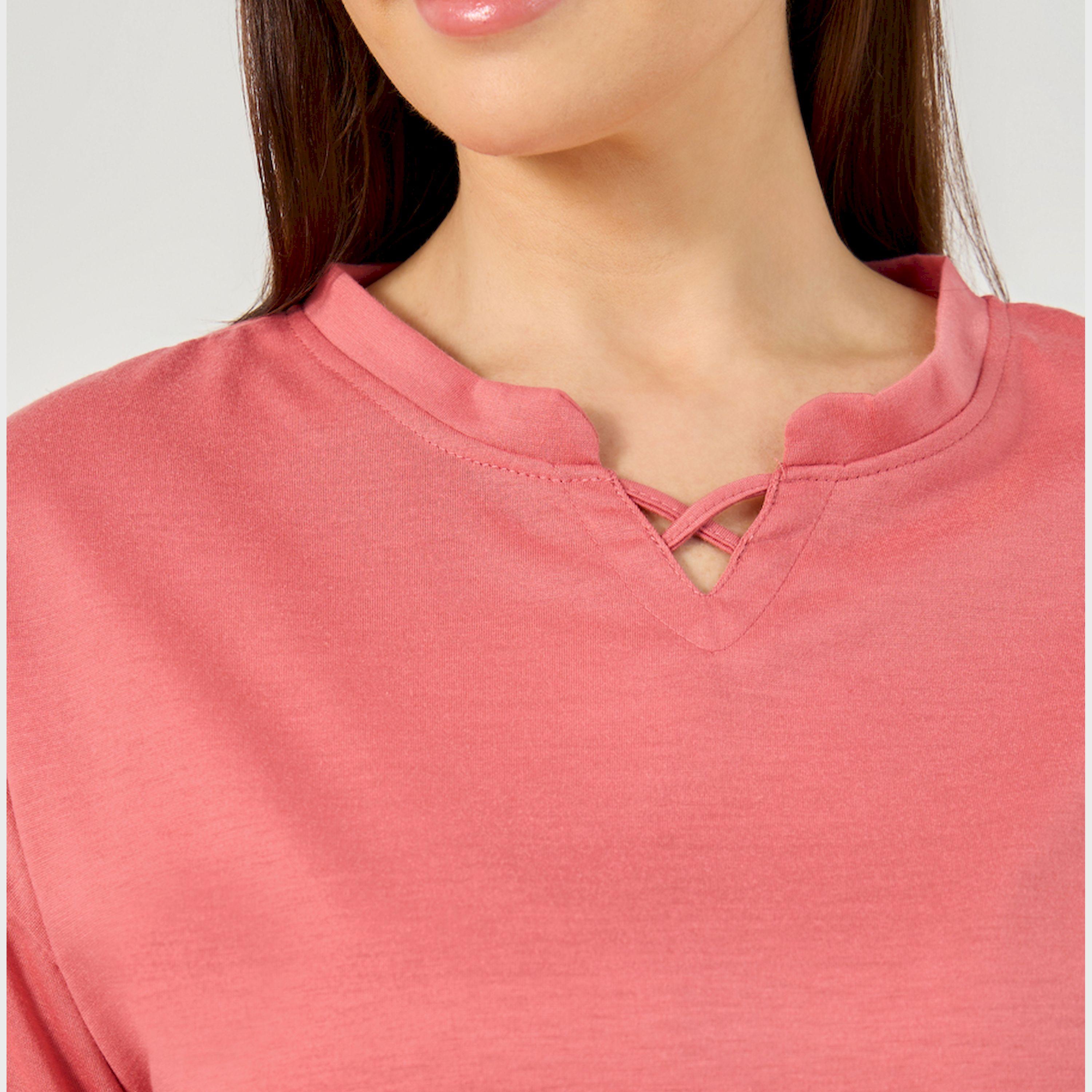 Styli Notch Neck Drop Shoulder T-Shirt And Pyjama Set-women-clothing-nightwear-pyjamas-longsets-image-4
