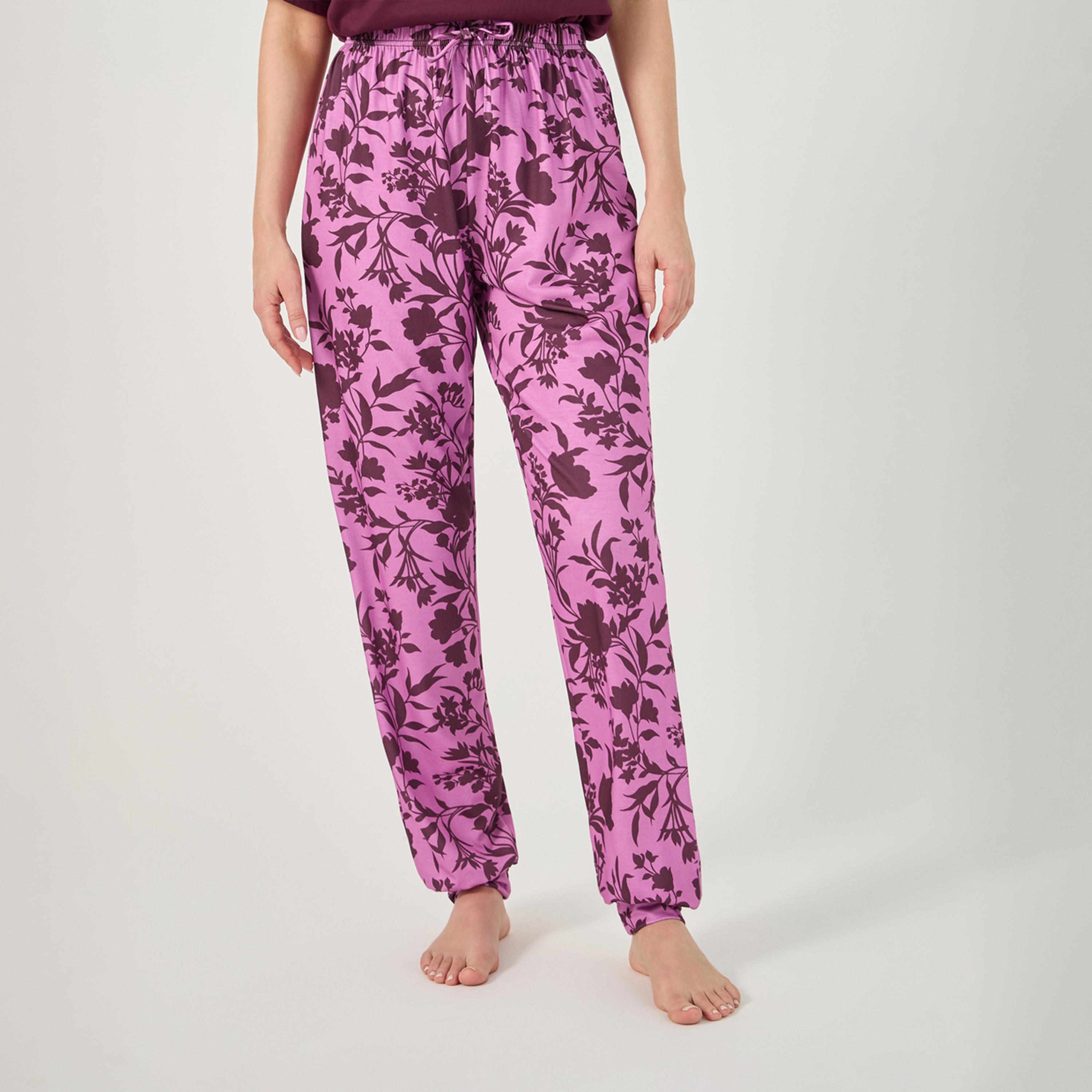 ستايلي - طقم بيجامة وتي شيرت بفتحة رقبة وأكتاف منسدلة-women-clothing-nightwear-pyjamas-longsets-image-4