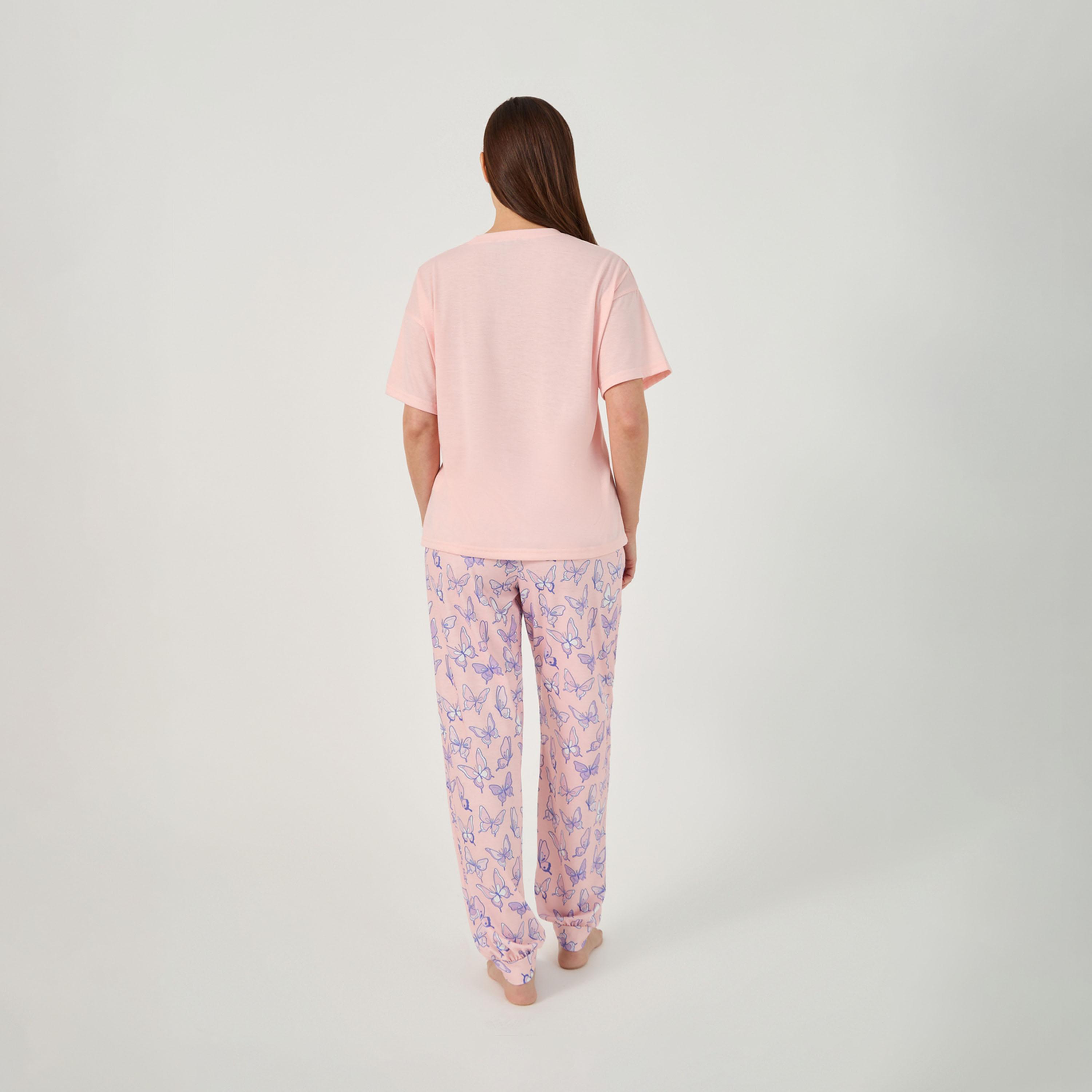 Styli Graphic Print Drop Shoulder T-Shirt And Pyjama Set-women-clothing-nightwear-pyjamas-longsets-image-6