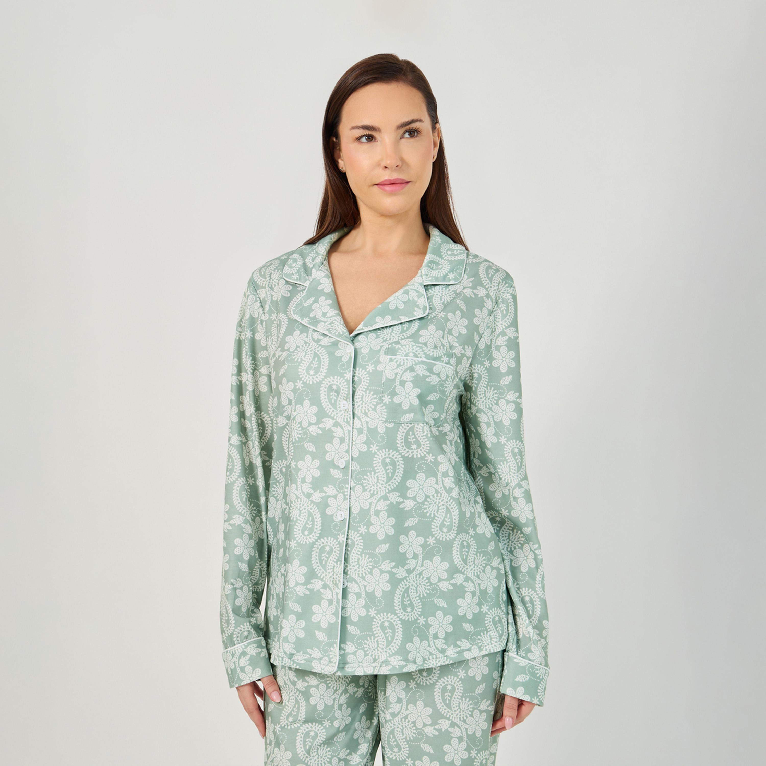 Styli All-Over Floral Print Long Sleeve Shirt And Pyjama Set-women-clothing-nightwear-pyjamas-longsets-image-2