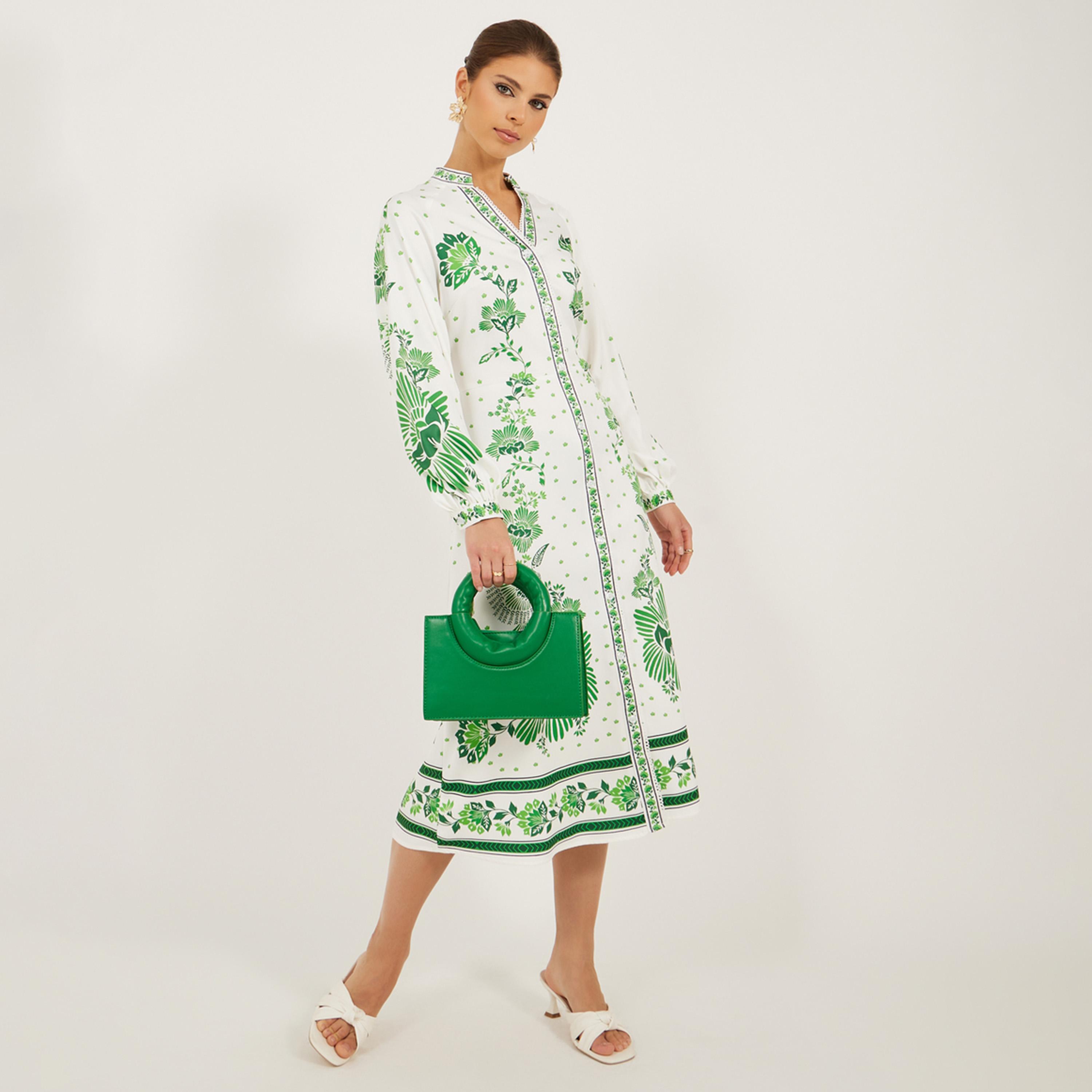 ستايلي - فستان ميدي بأكمام منفوخة وقصة A-women-clothing-dresses-image-1