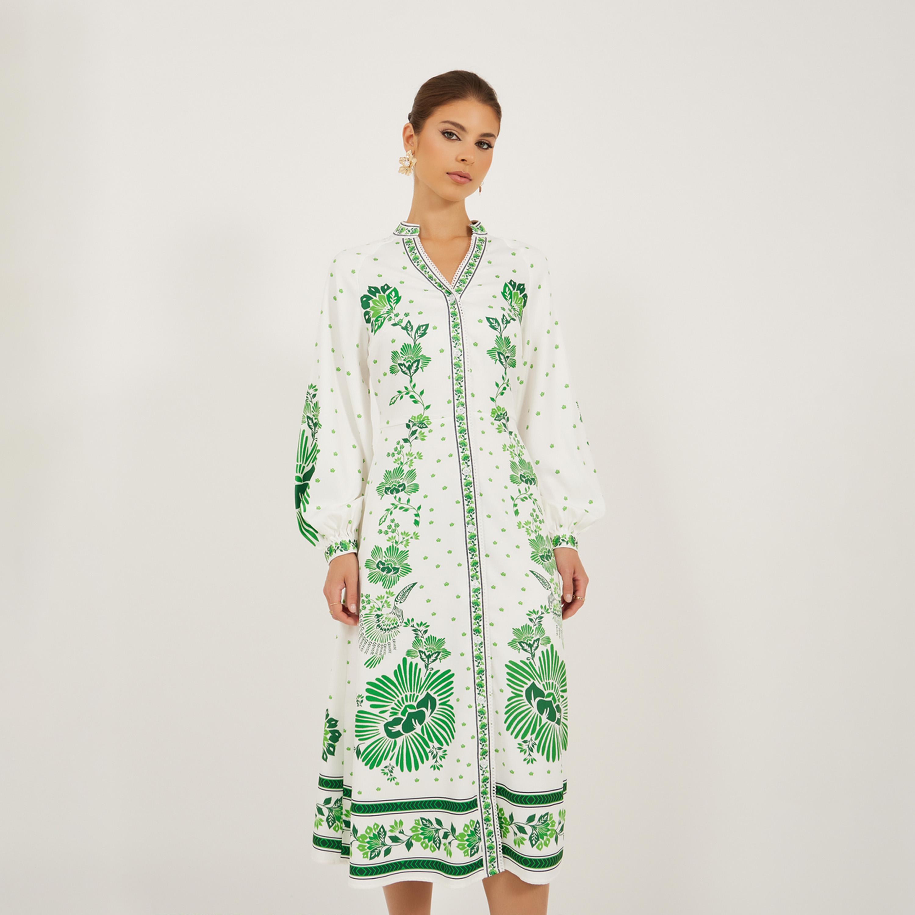 ستايلي - فستان ميدي بأكمام منفوخة وقصة A-women-clothing-dresses-image-2