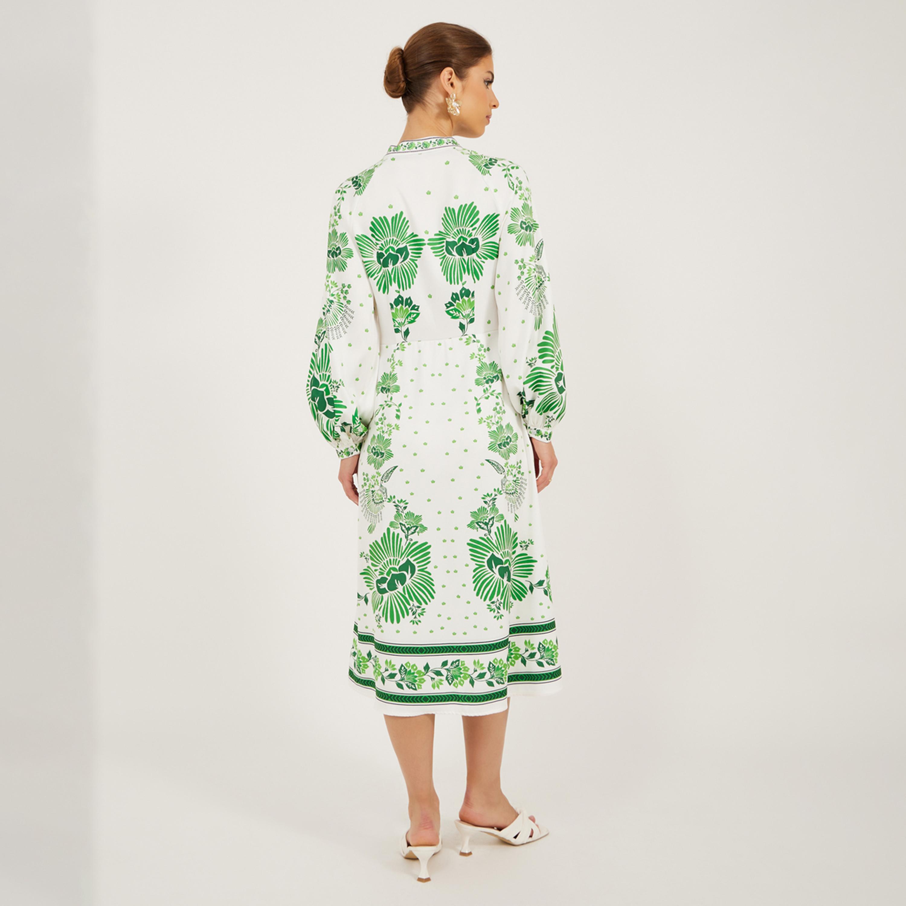 ستايلي - فستان ميدي بأكمام منفوخة وقصة A-women-clothing-dresses-image-5