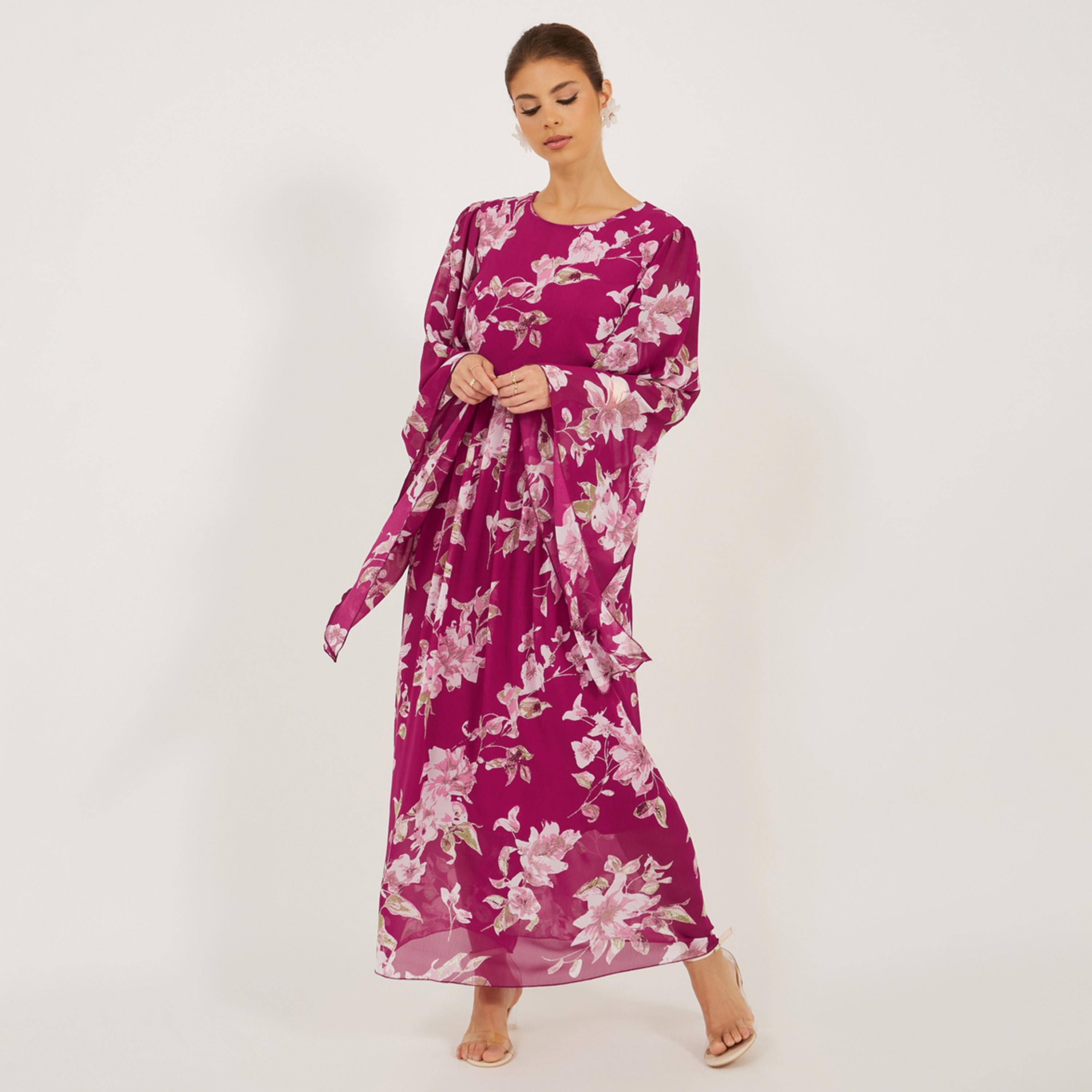 Styli Printed Long Sleeve A-Line Maxi Dress-women-clothing-dresses-image-2