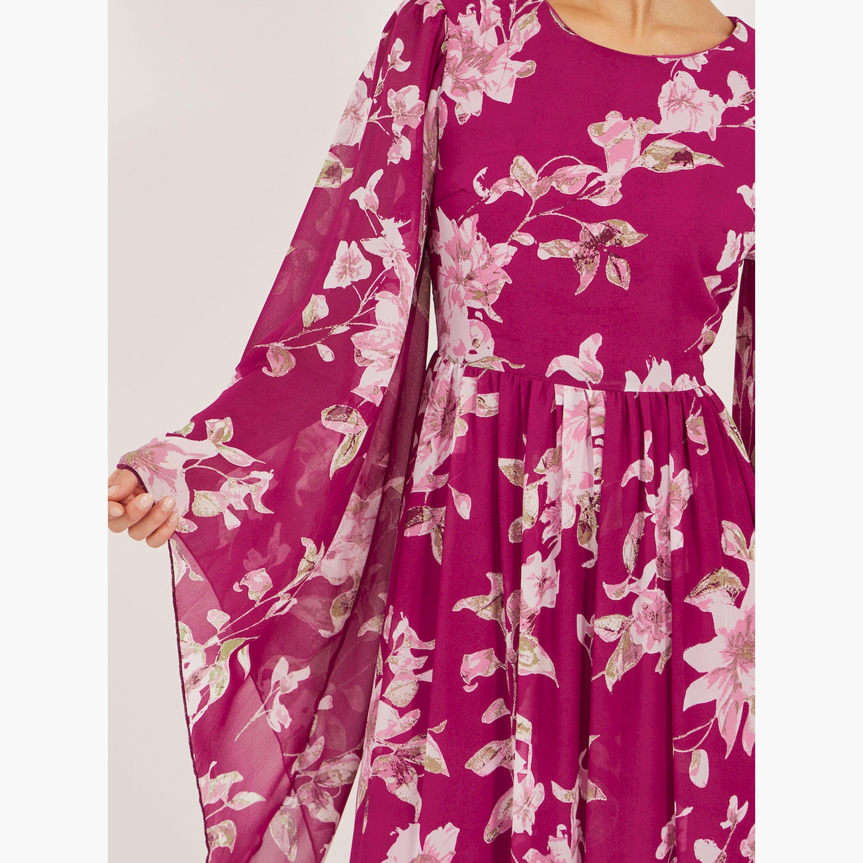 Styli Printed Long Sleeve A-Line Maxi Dress-women-clothing-dresses-image-4
