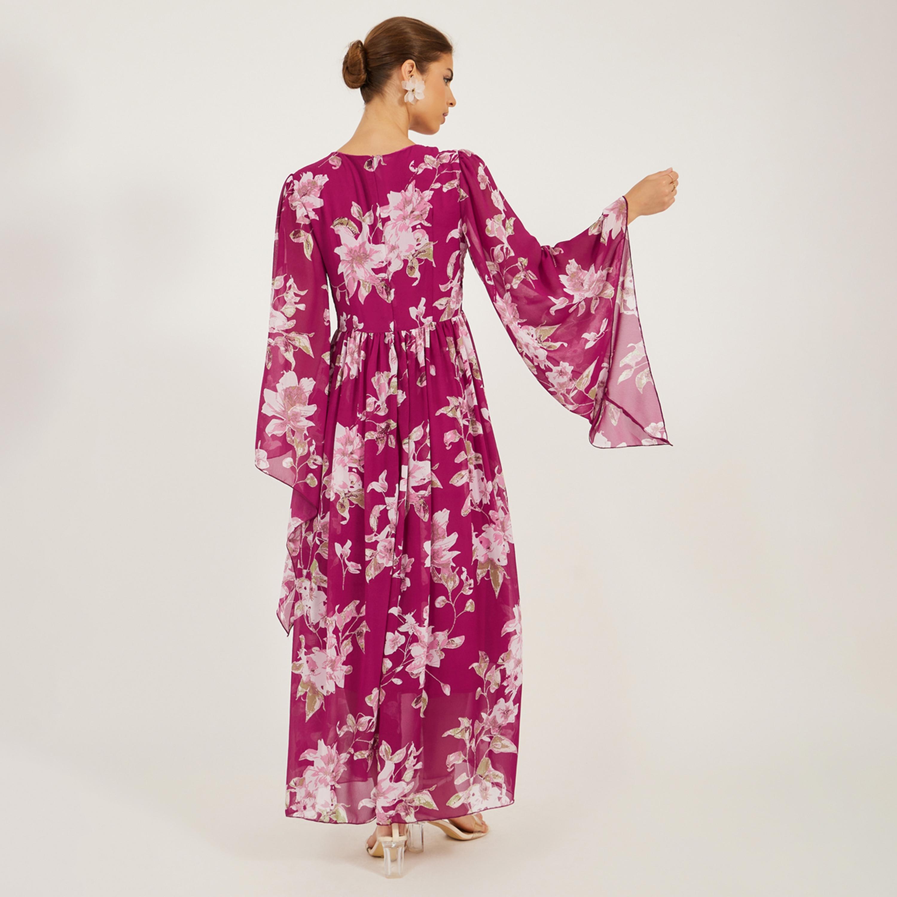 Styli Printed Long Sleeve A-Line Maxi Dress-women-clothing-dresses-image-5