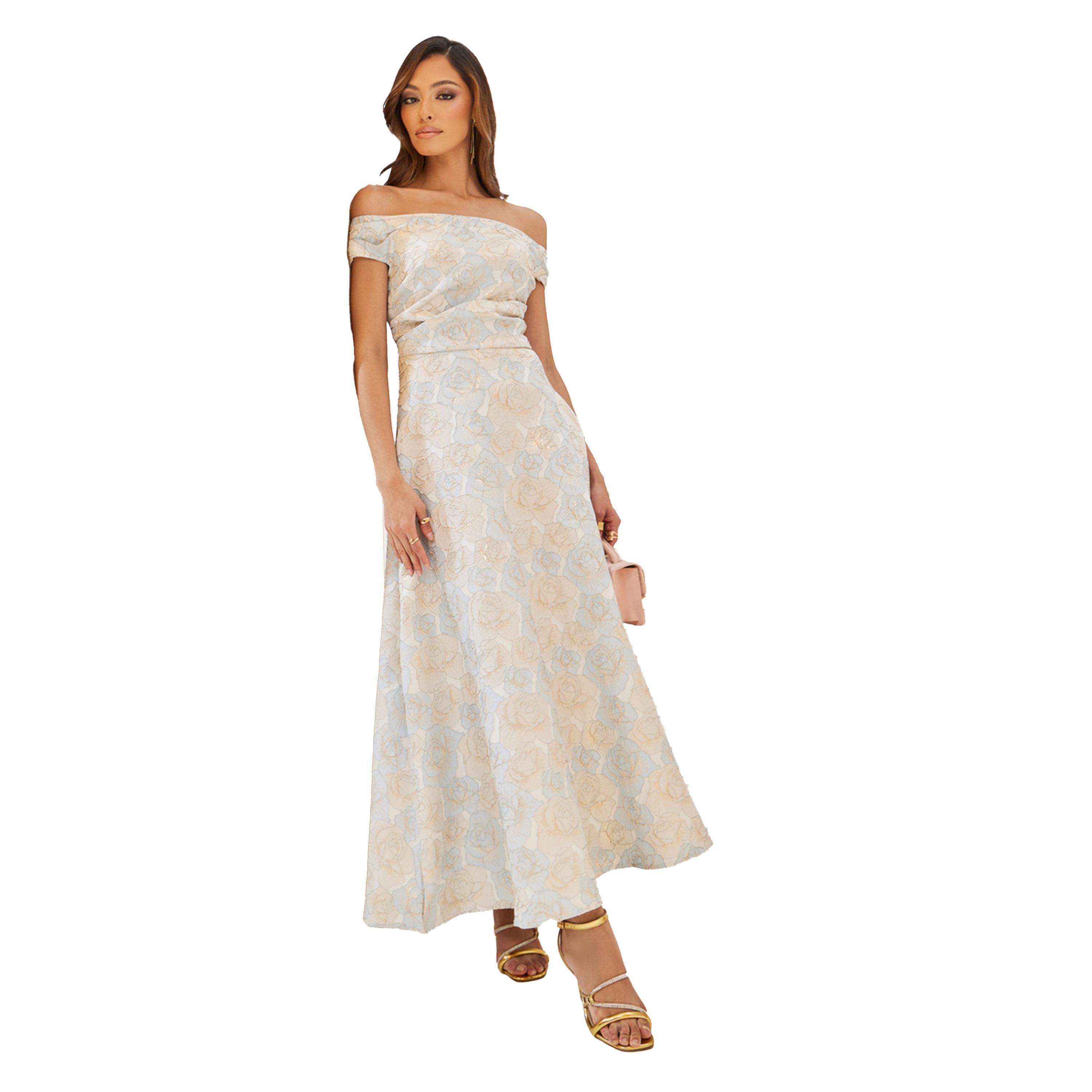 Styli Floral Print Bardot Nek Sleeveless A-Line Maxi Dress-women-clothing-dresses-image-1