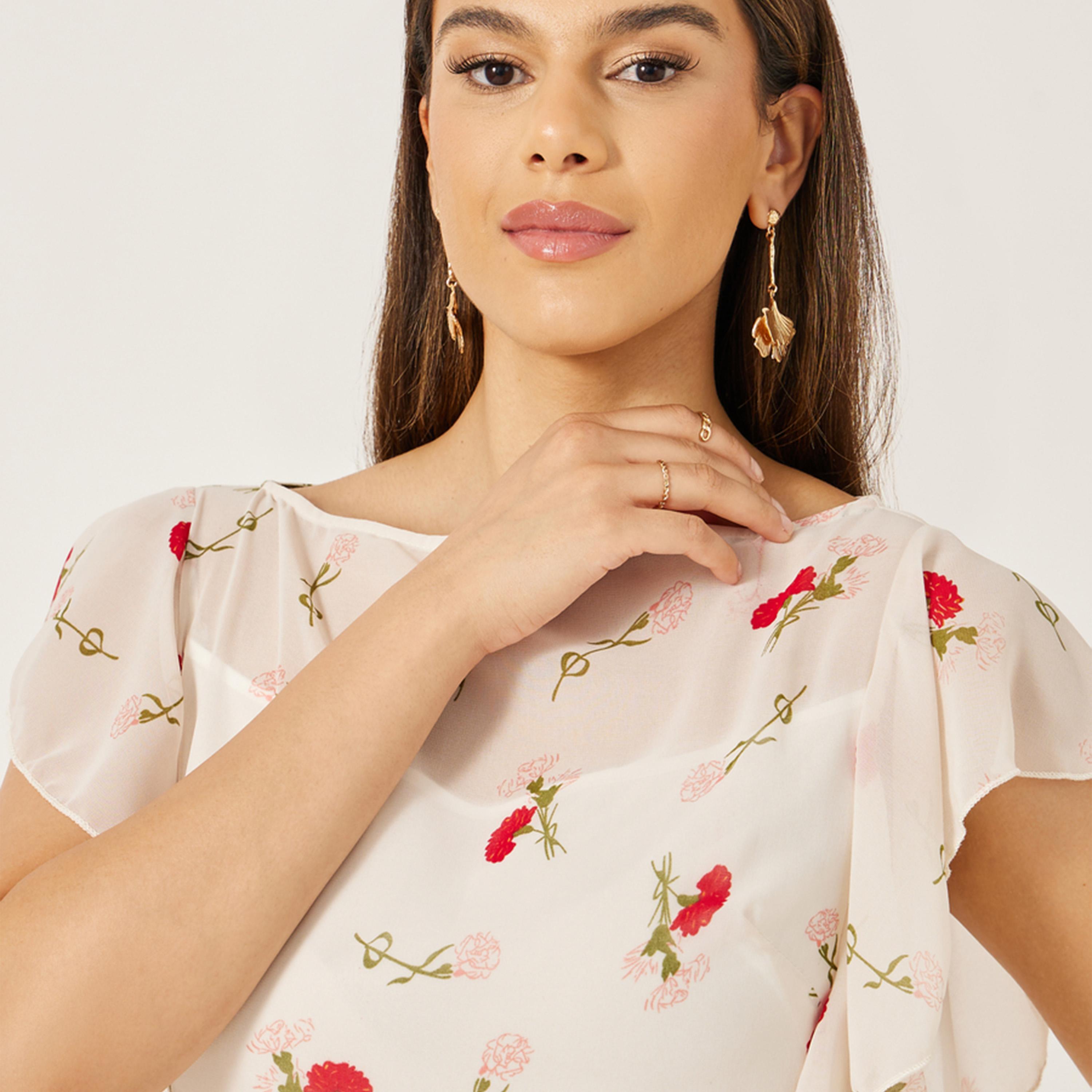 ستايلي - فستان ماكسي ضيق مطبوع بدون أكمام بحافة مكشكشة-women-clothing-dresses-image-4