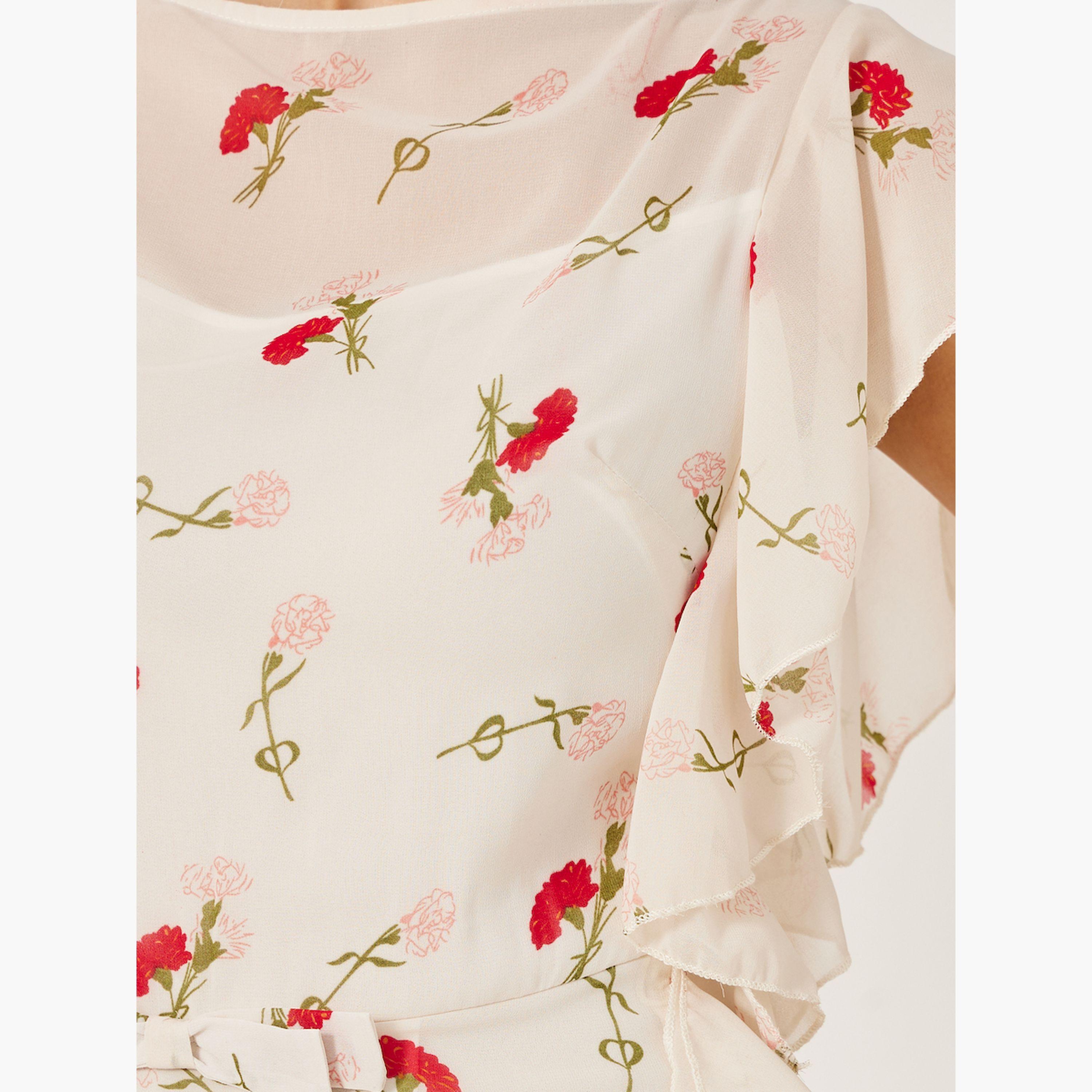 ستايلي - فستان ماكسي ضيق مطبوع بدون أكمام بحافة مكشكشة-women-clothing-dresses-image-5