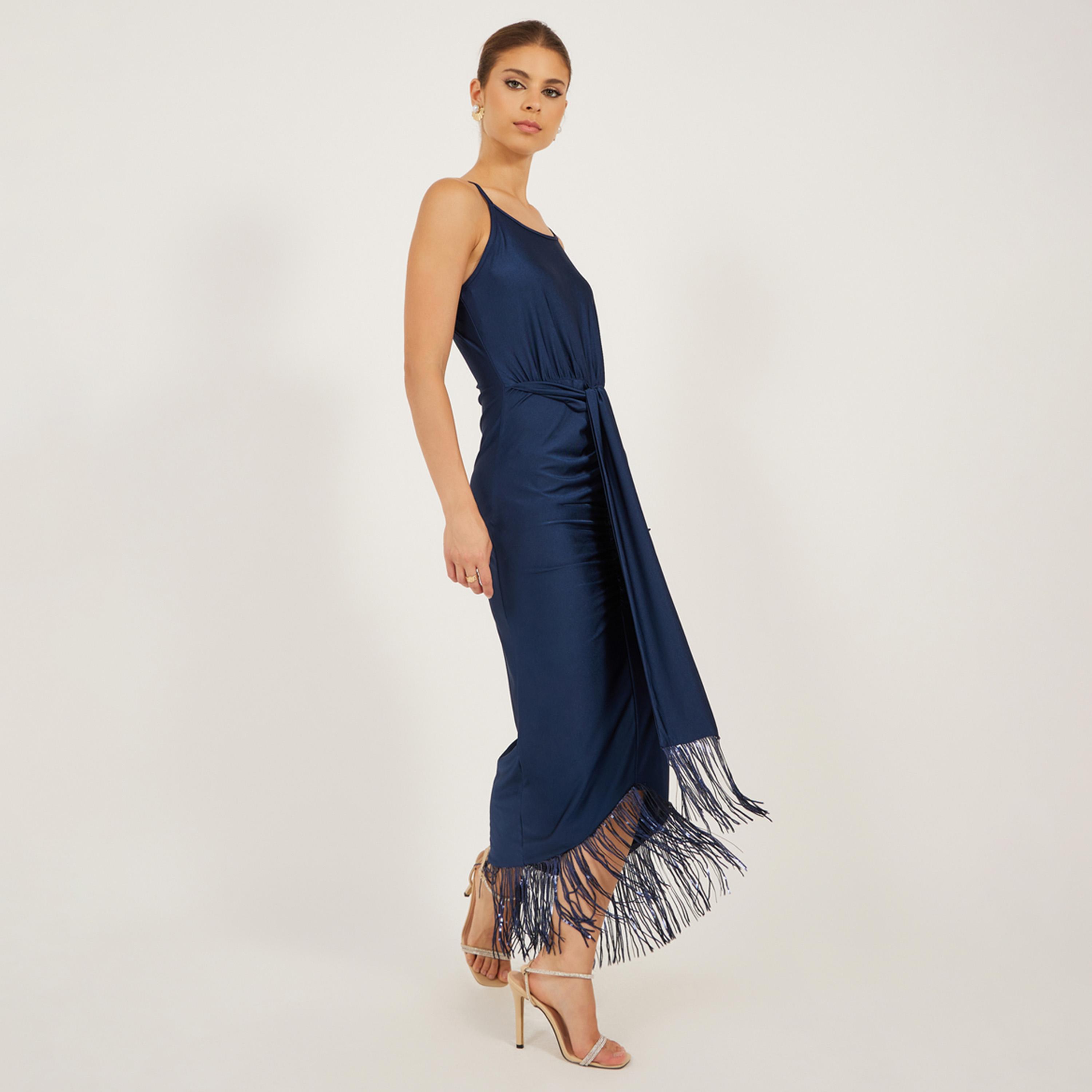 Styli Fringe Hem Detail Sleeveless Bodycon Maxi Dress-women-clothing-dresses-image-2