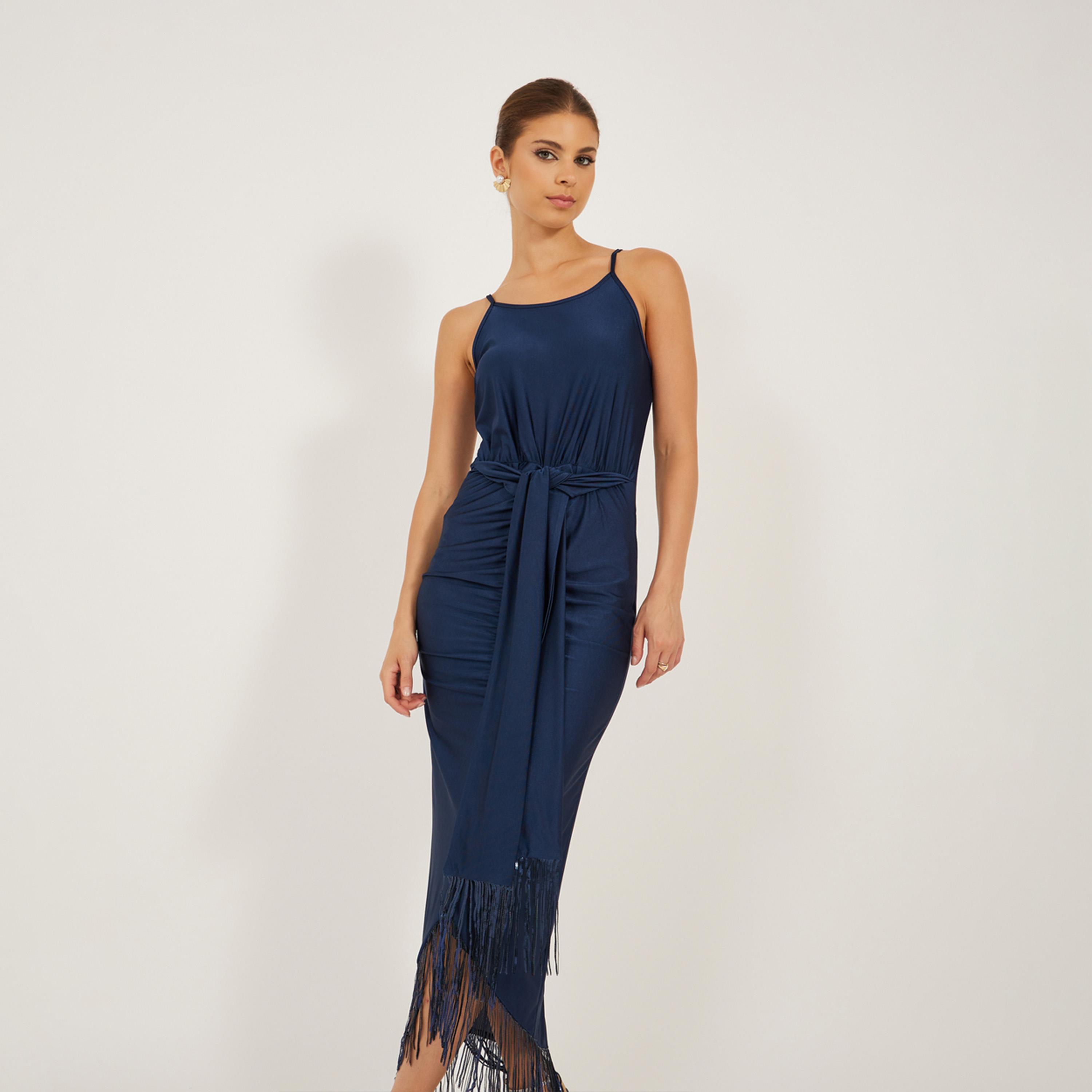Styli Fringe Hem Detail Sleeveless Bodycon Maxi Dress-women-clothing-dresses-image-3