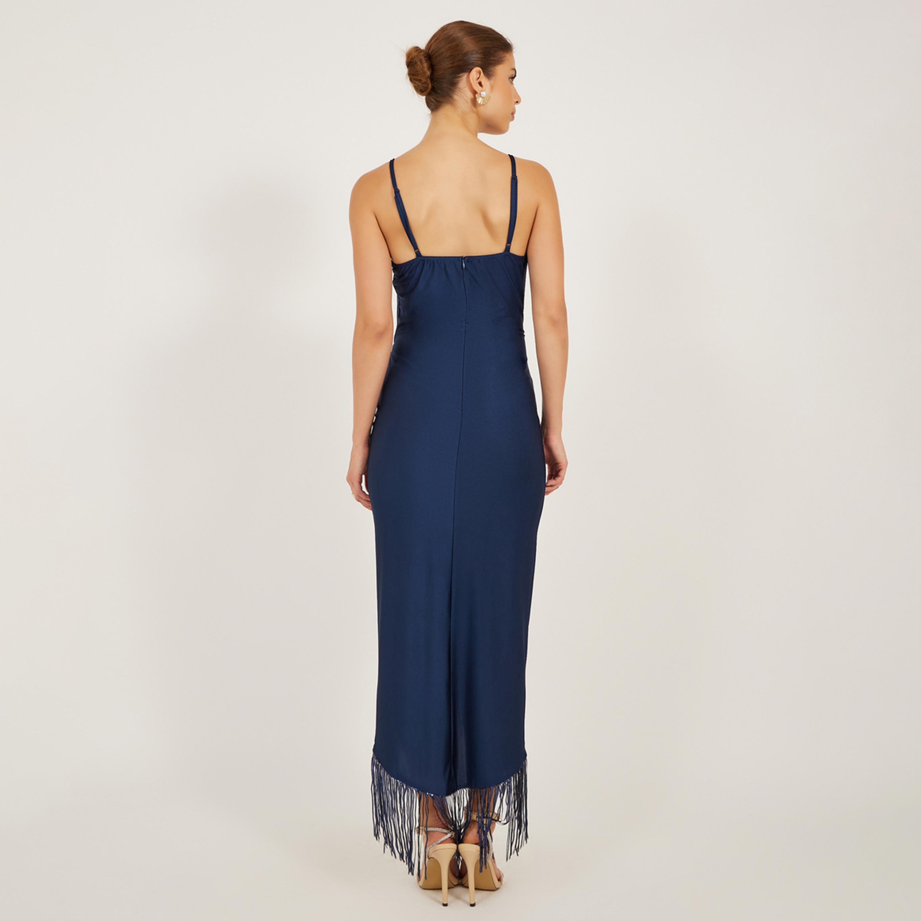 Styli Fringe Hem Detail Sleeveless Bodycon Maxi Dress-women-clothing-dresses-image-5