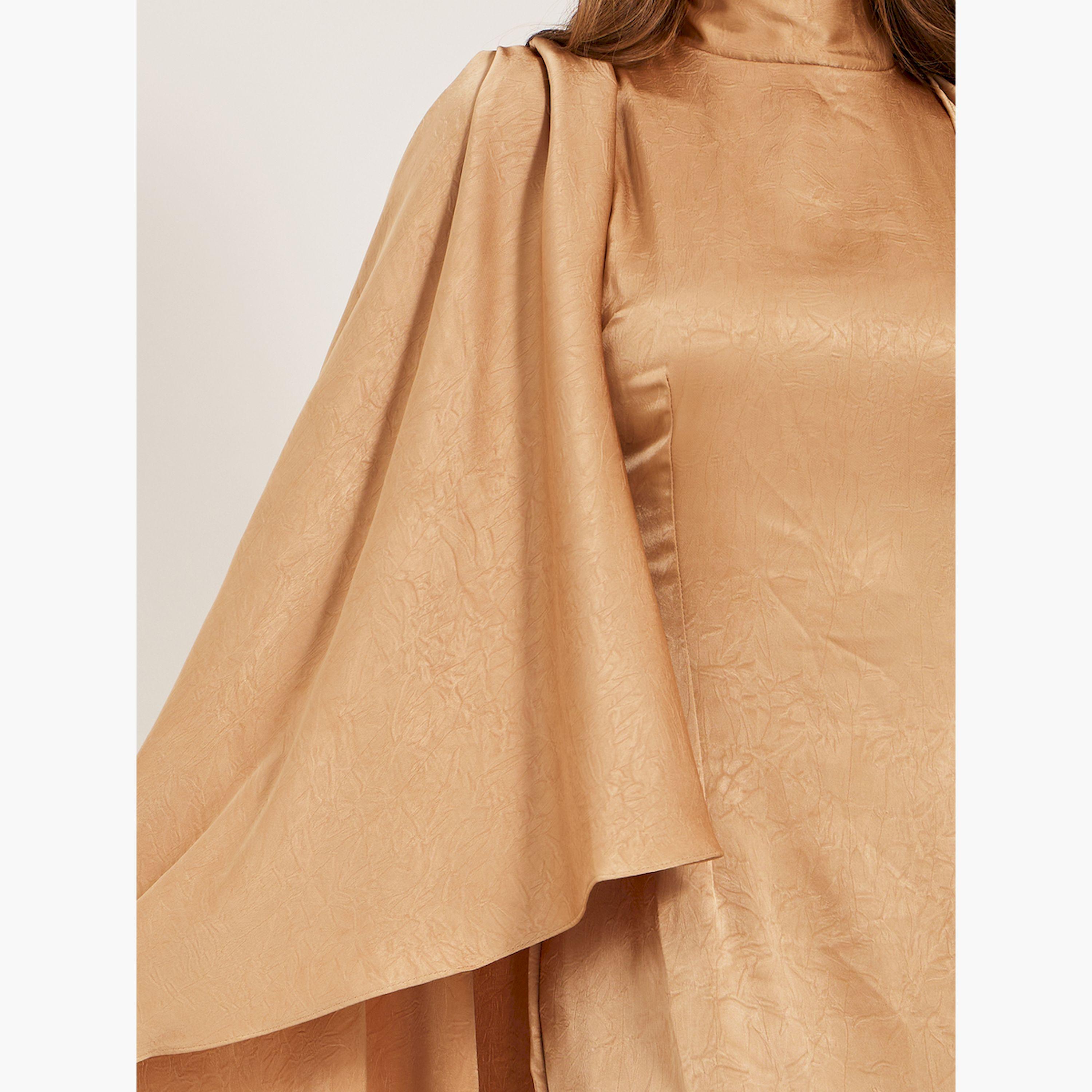 Styli Plain Cape Sleeves A-Line Maxi Dress-women-clothing-dresses-image-4