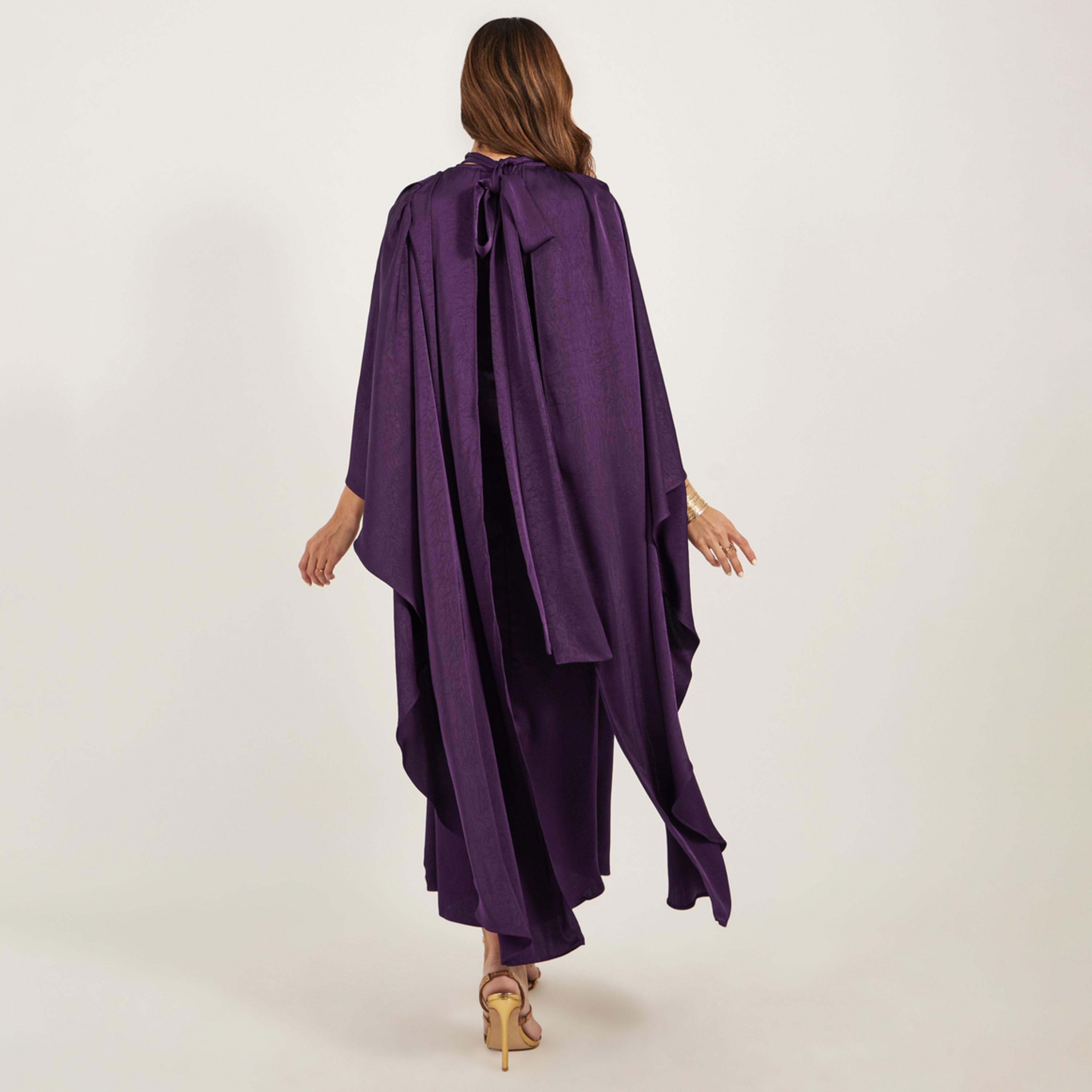 ستايلي - فستان ماكسي سادة بأكمام واسعة وقصة A-women-clothing-dresses-image-5