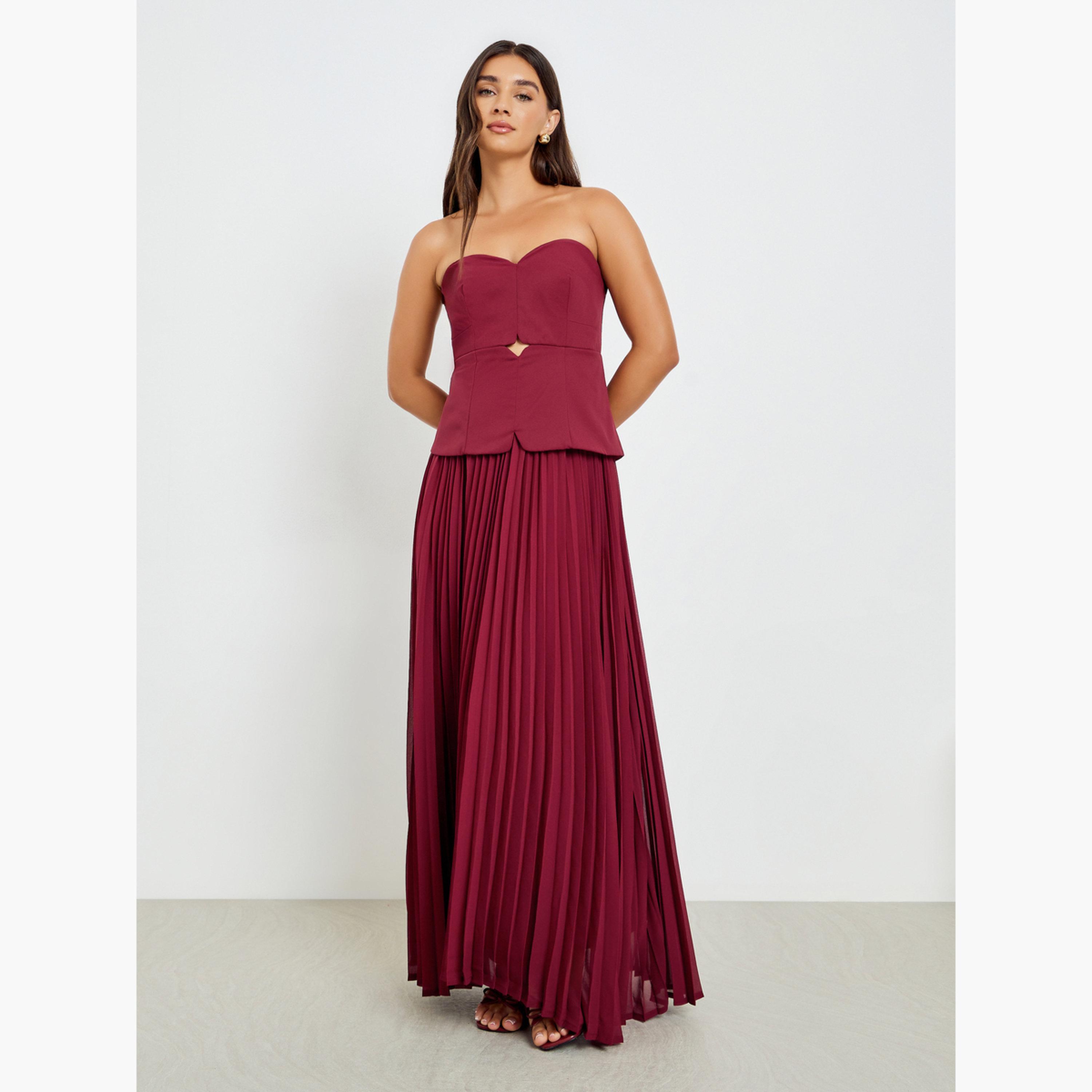 فستان طويل باندو بكسرات وحافة واسعة-women-clothing-dresses-image-1
