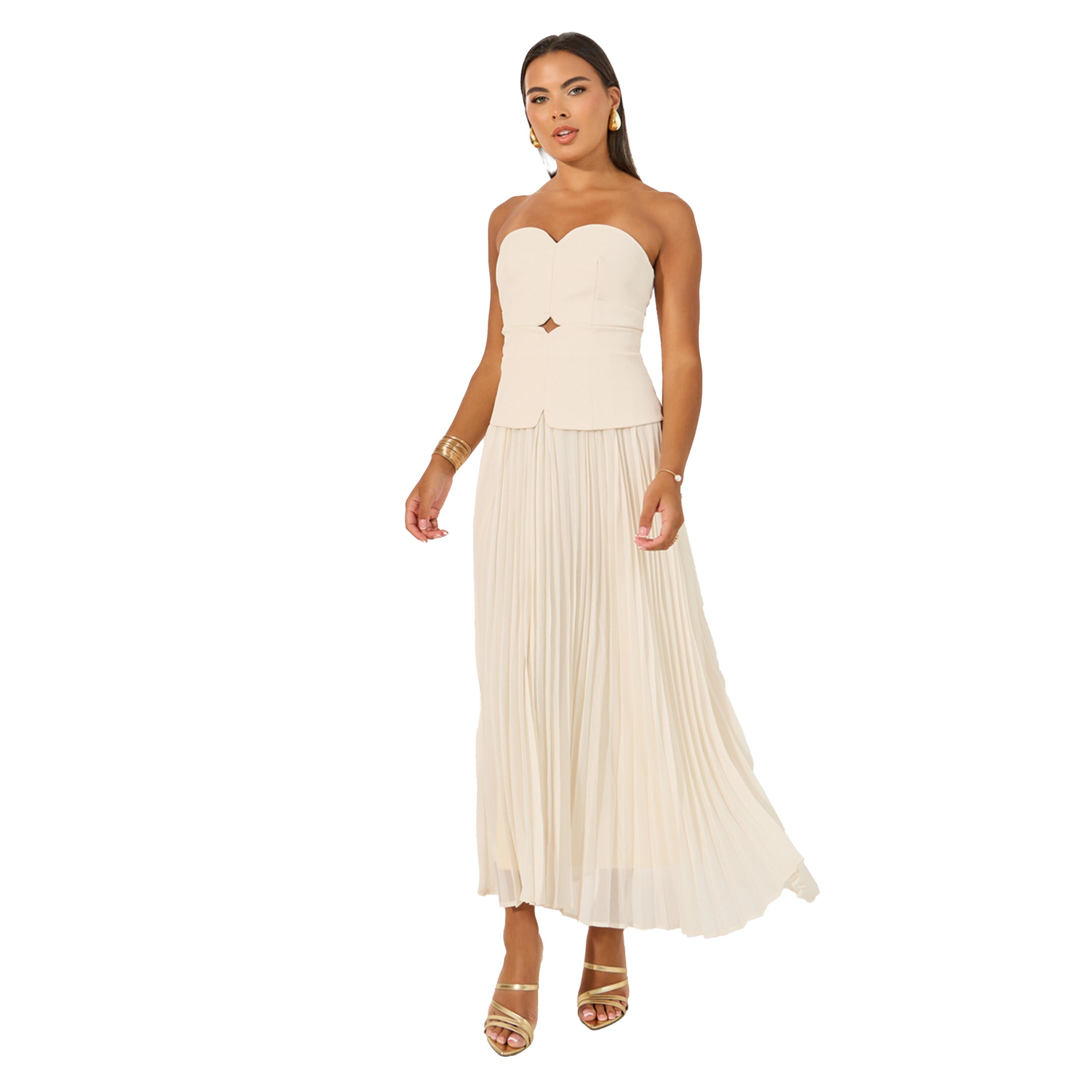 ستايلي - فستان ماكسي سادة بدون حمالات على شكل حرف A-women-clothing-dresses-image-2