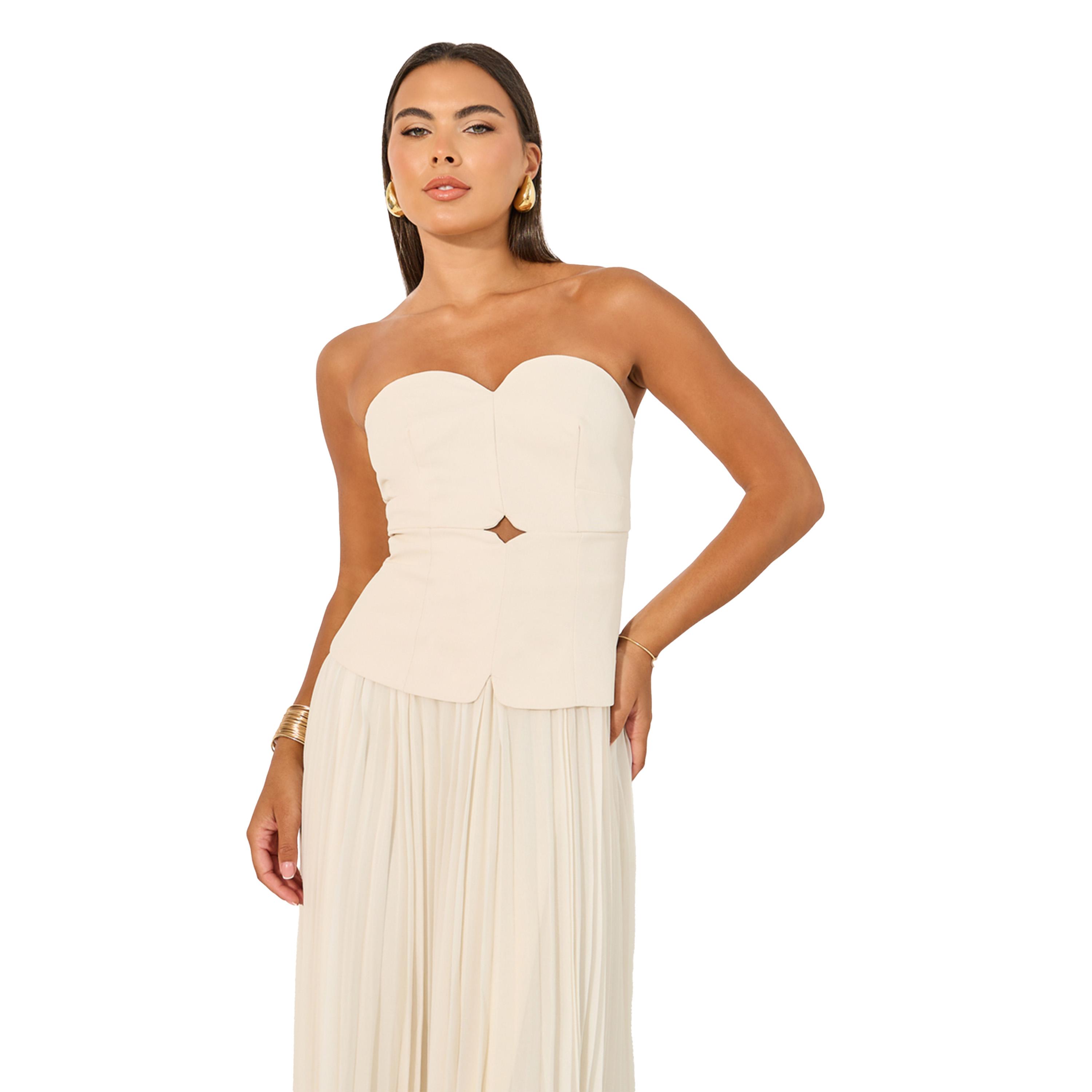 ستايلي - فستان ماكسي سادة بدون حمالات على شكل حرف A-women-clothing-dresses-image-3