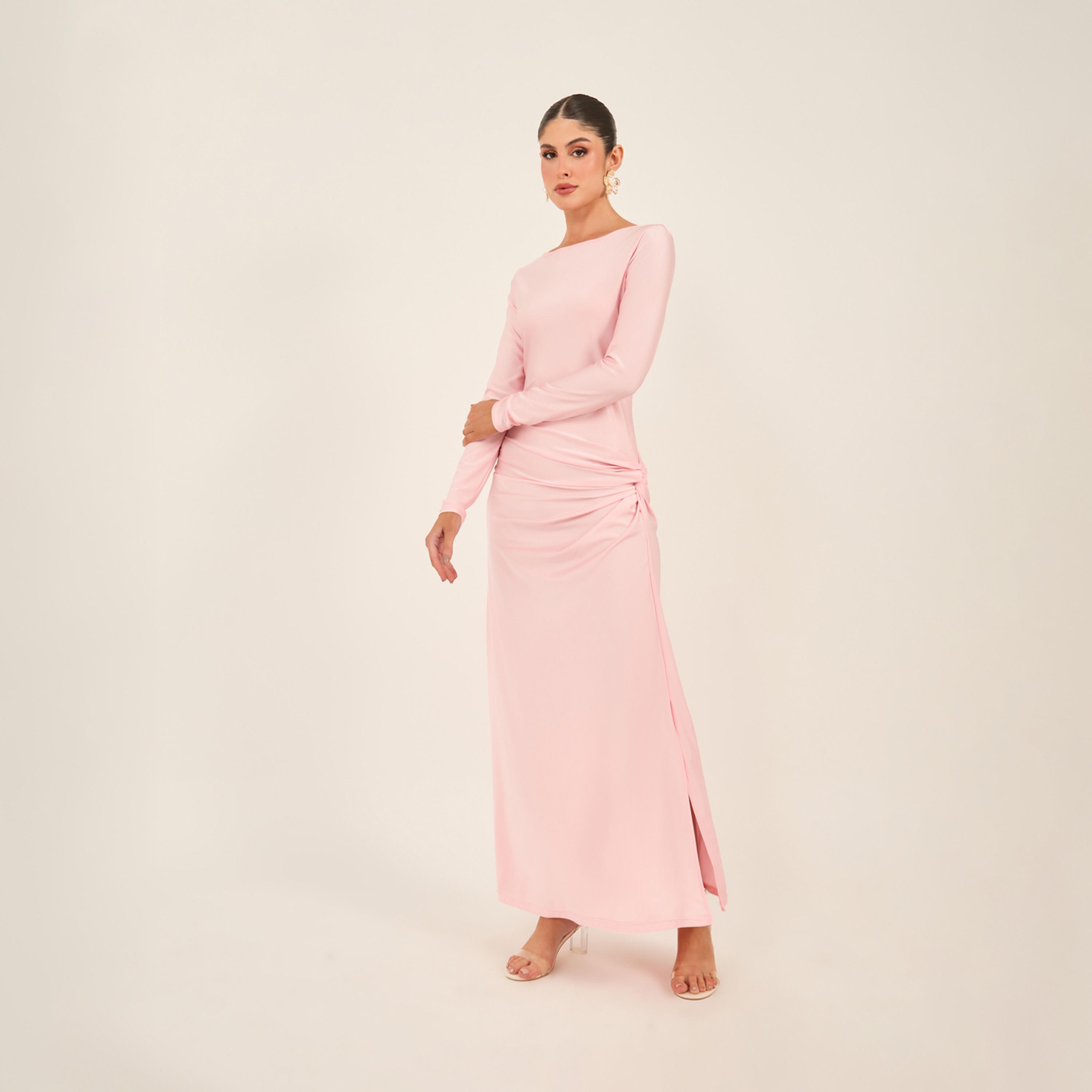 Styli Plain Long Sleeves A-Line Maxi Dress-women-clothing-dresses-image-1