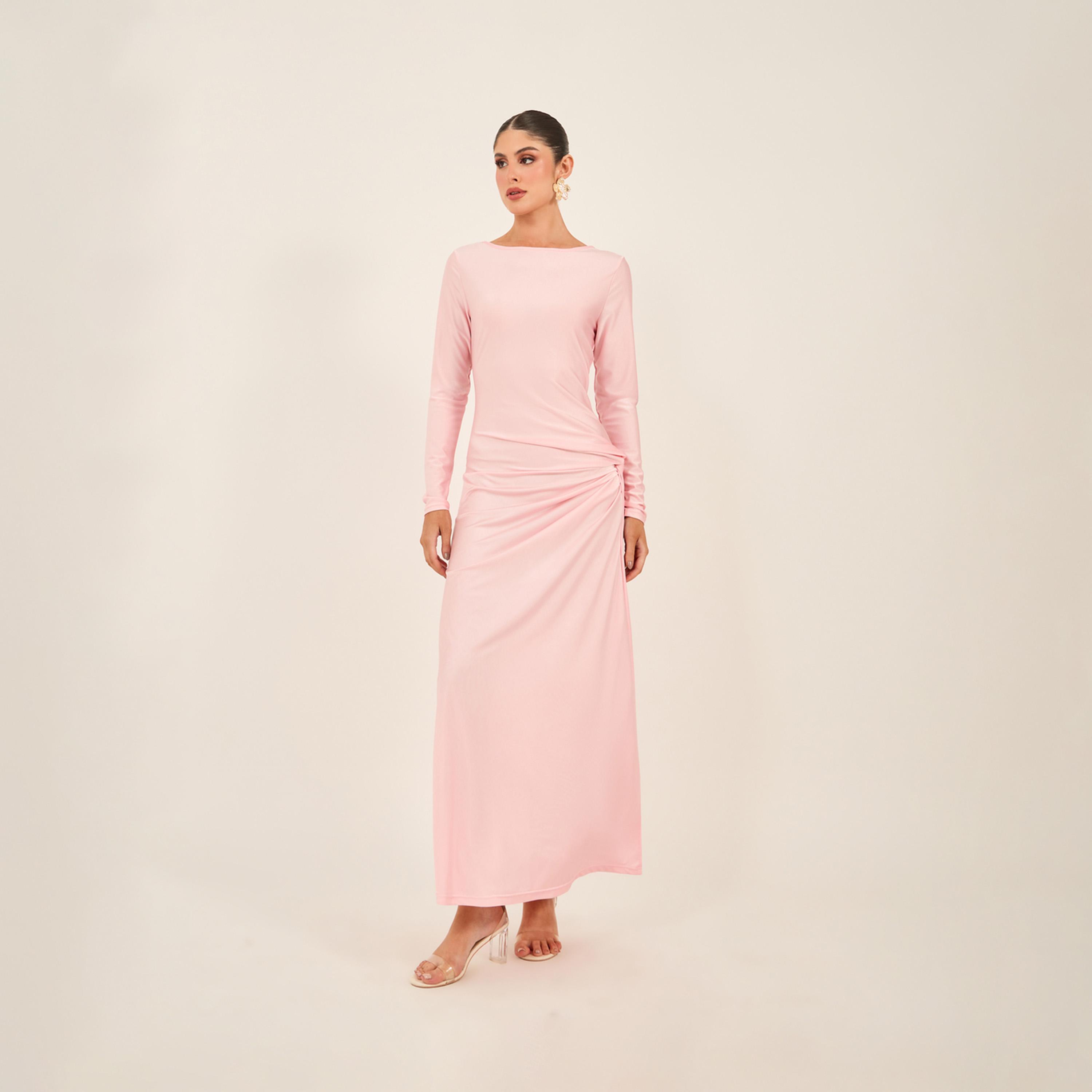 Styli Plain Long Sleeves A-Line Maxi Dress-women-clothing-dresses-image-2