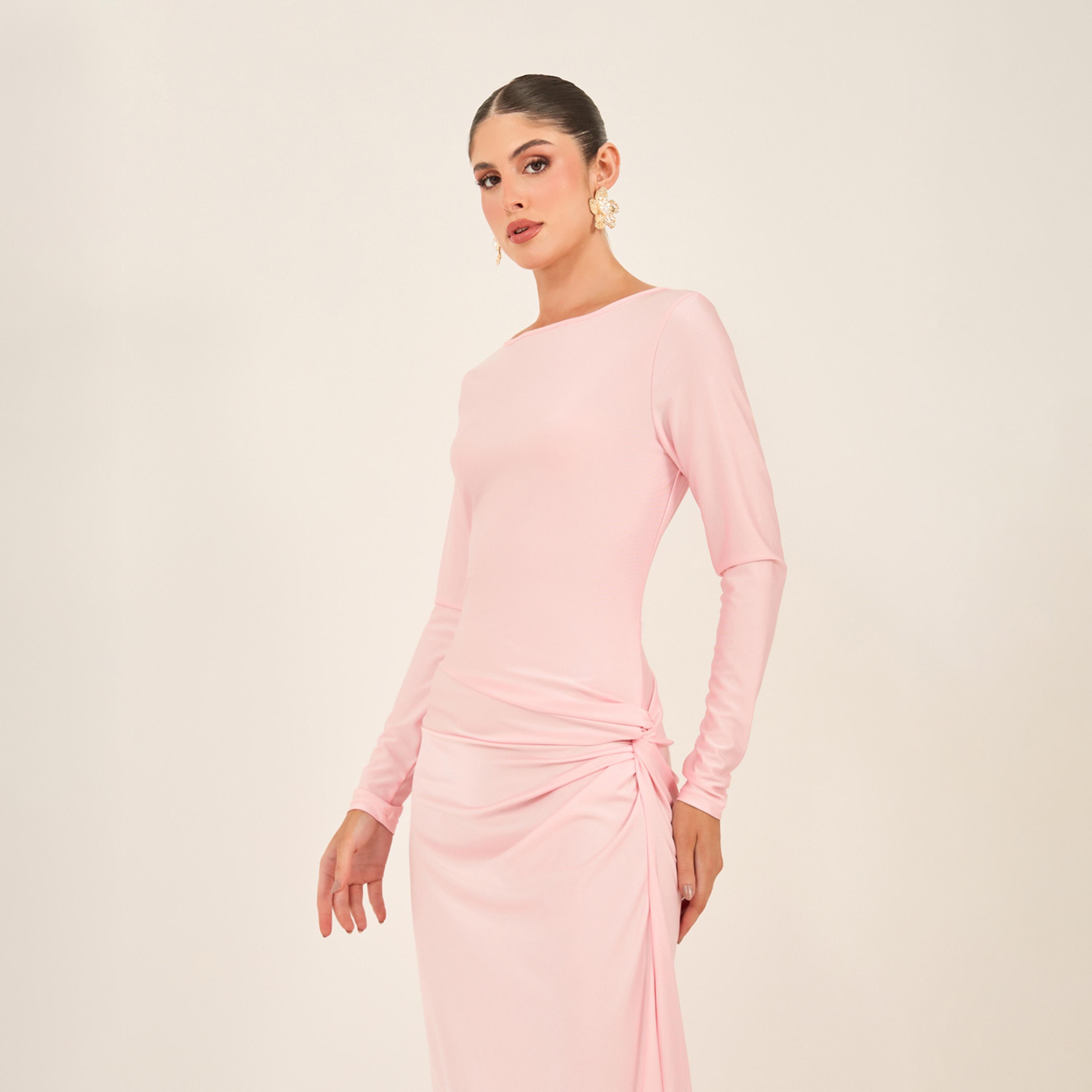 Styli Plain Long Sleeves A-Line Maxi Dress-women-clothing-dresses-image-3