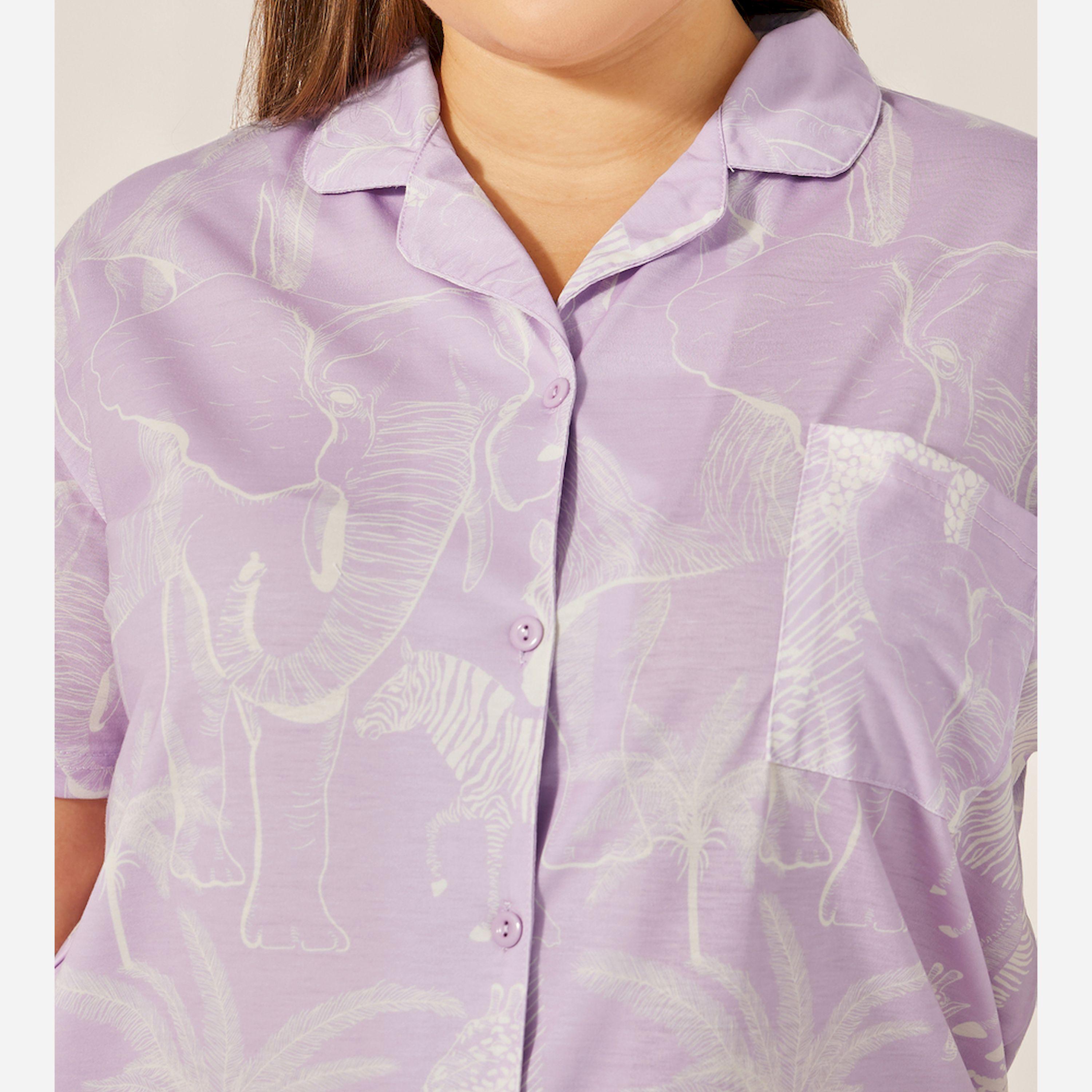 Styli Unwind Tiger Print Button Through Shirt And Pj Set - Luxe Tropical-women-clothing-nightwear-pyjamas-longsets-image-3