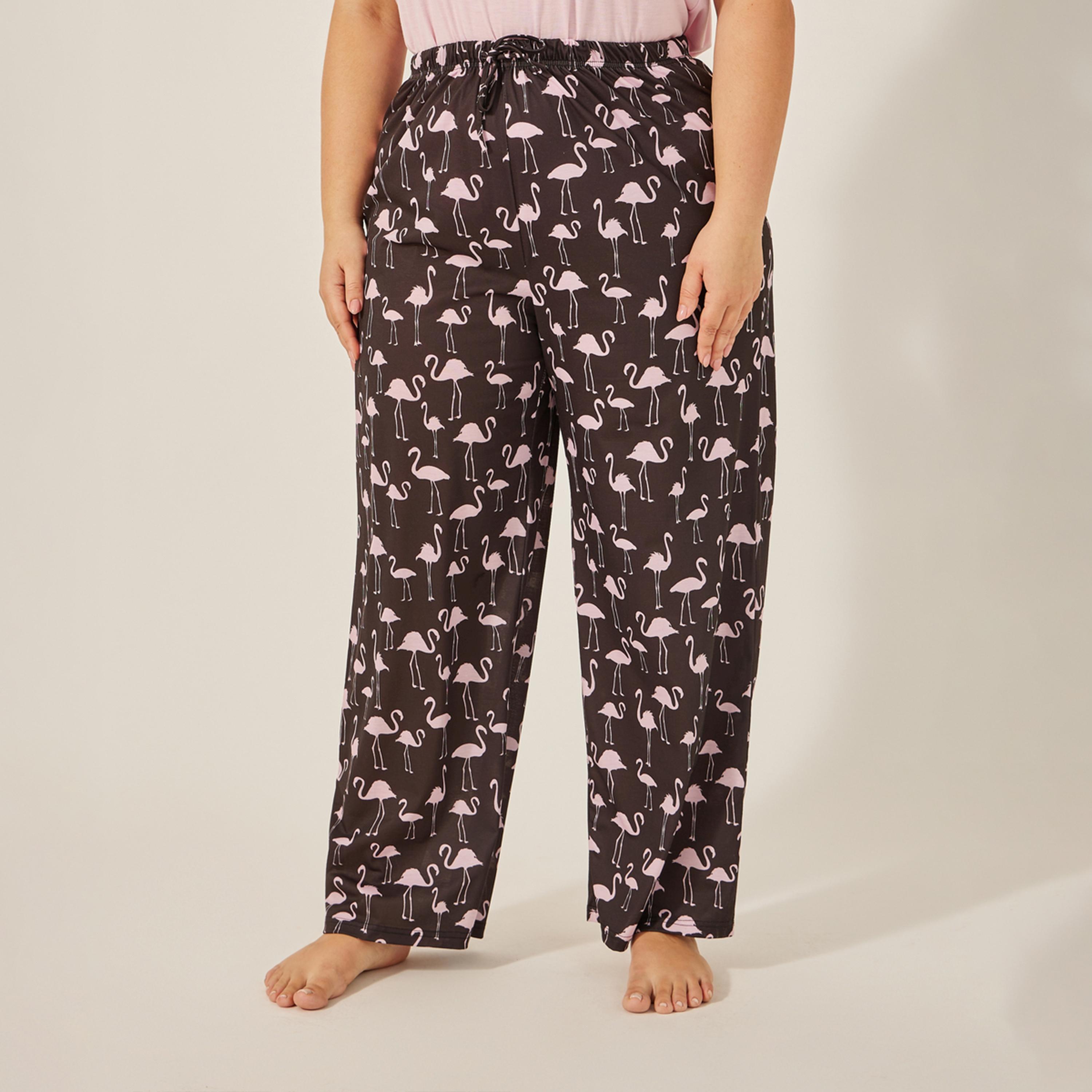Styli Plus Size Slogan Print T-Shirt and Pyjama Set-women-clothing-nightwear-pyjamas-longsets-image-5