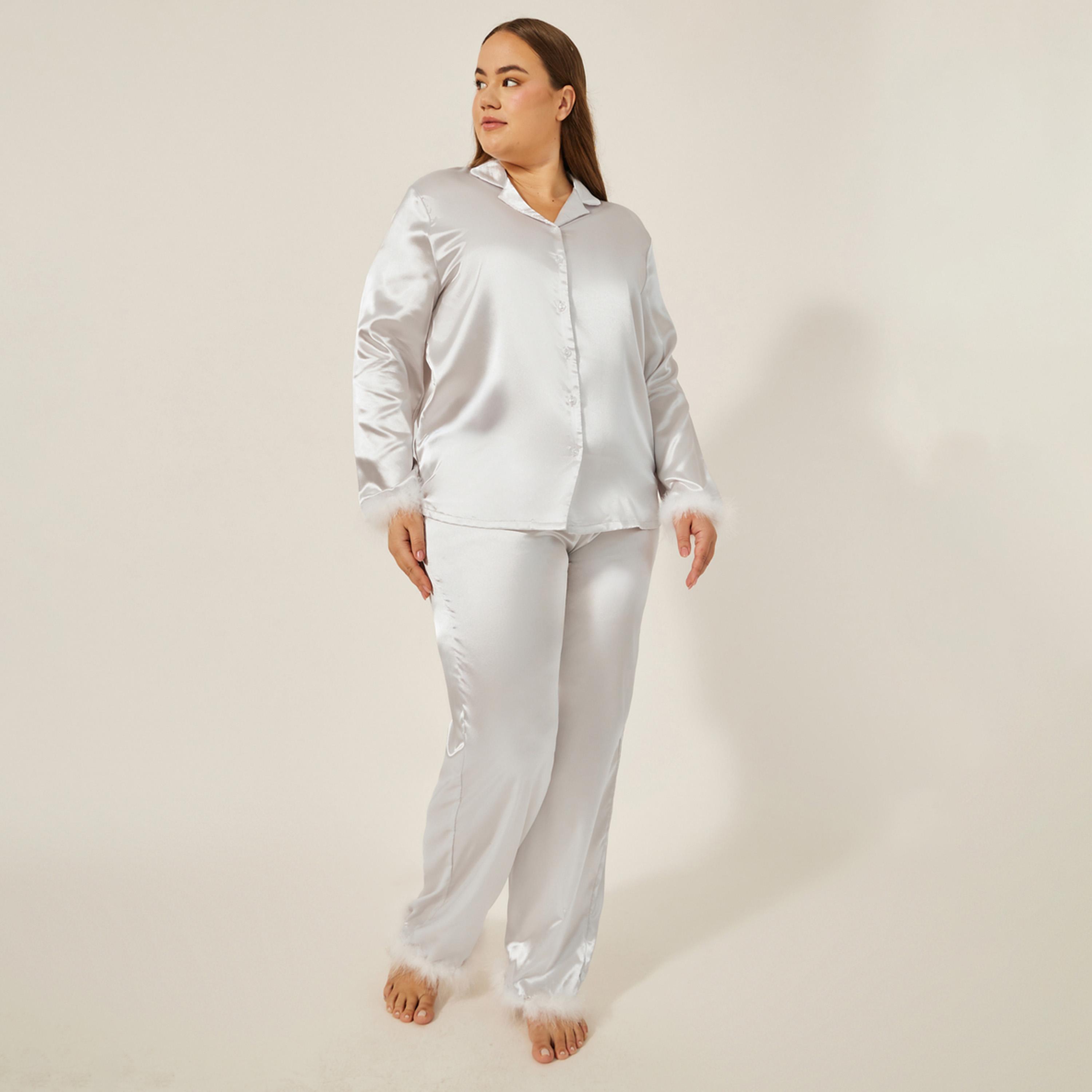 ستايلي - أنوايند طقم قميص بأزرار و ريش مع بنطال بيجامة-women-clothing-nightwear-pyjamas-longsets-image-1