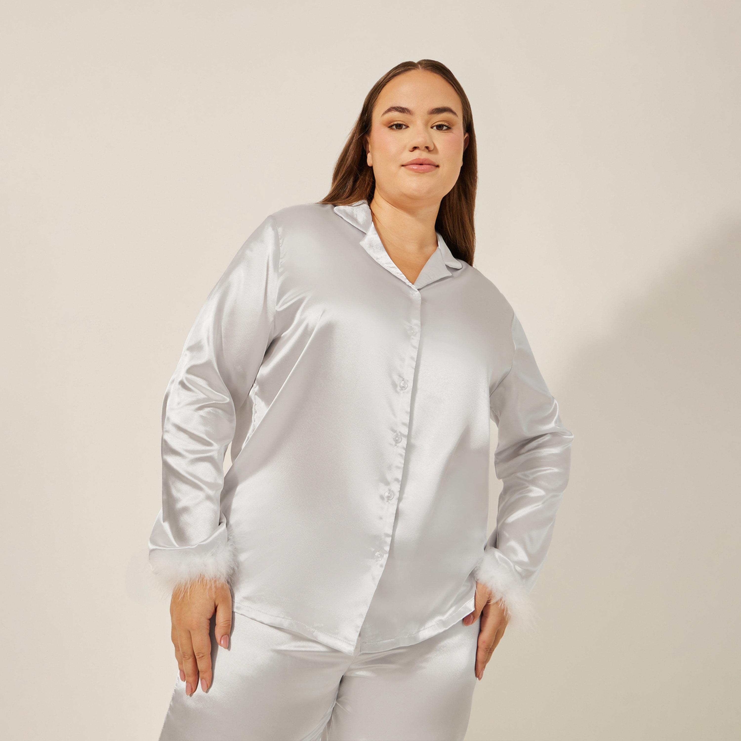 ستايلي - أنوايند طقم قميص بأزرار و ريش مع بنطال بيجامة-women-clothing-nightwear-pyjamas-longsets-image-2