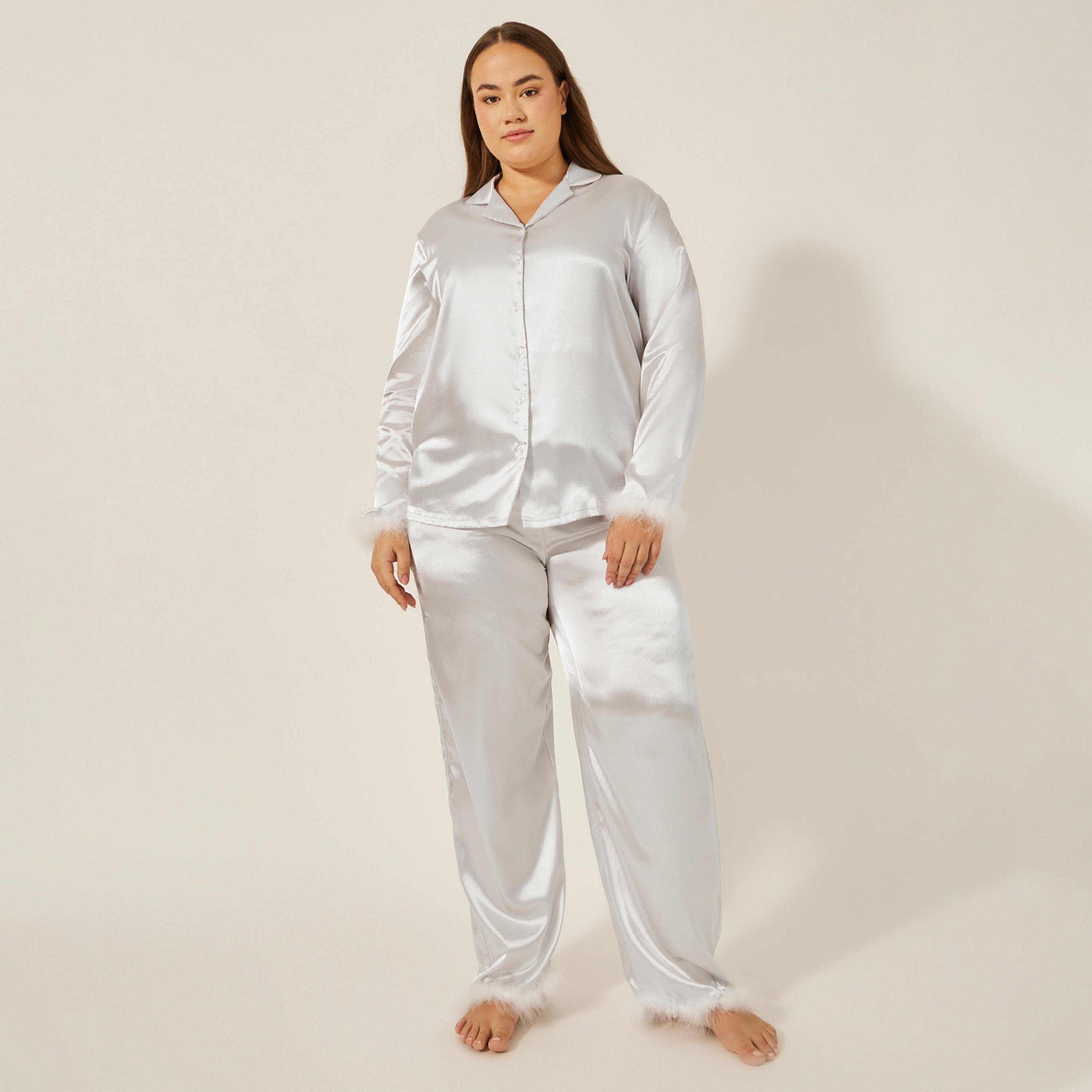 ستايلي - أنوايند طقم قميص بأزرار و ريش مع بنطال بيجامة-women-clothing-nightwear-pyjamas-longsets-image-3