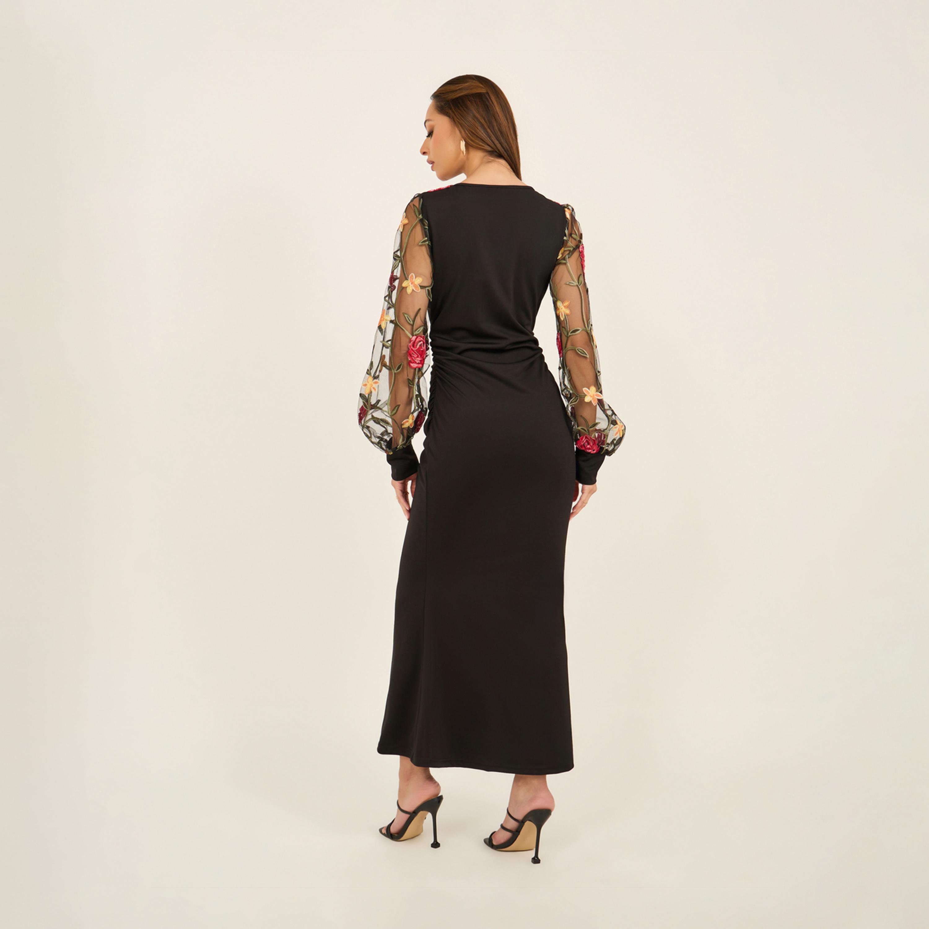 Styli Embroidered Balloon Sleeves Mermaid Hem Maxi Dress-women-clothing-dresses-image-6