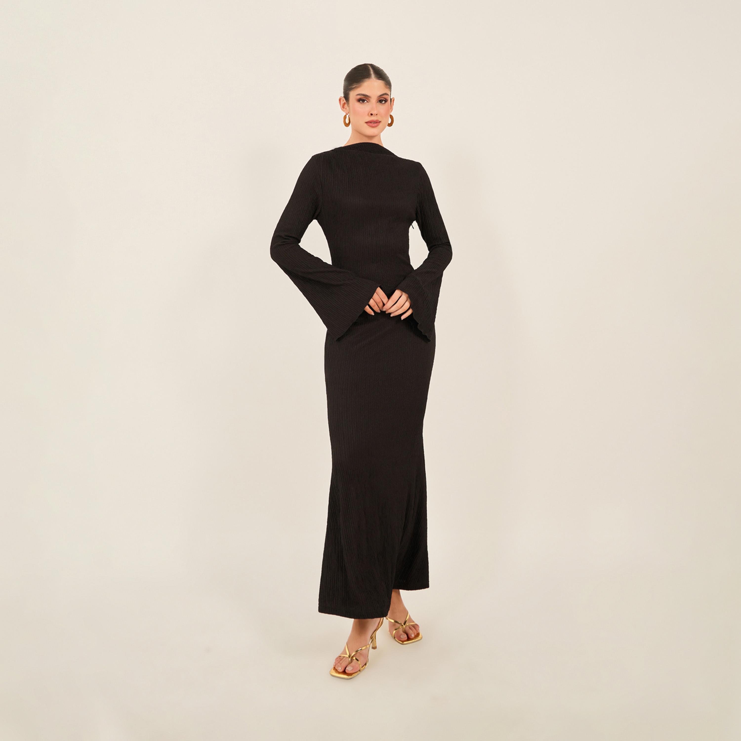 ستايلي - فستان ماكسي بتصميم حورية البحر وفتحة رقبة واسعة-women-clothing-dresses-image-3
