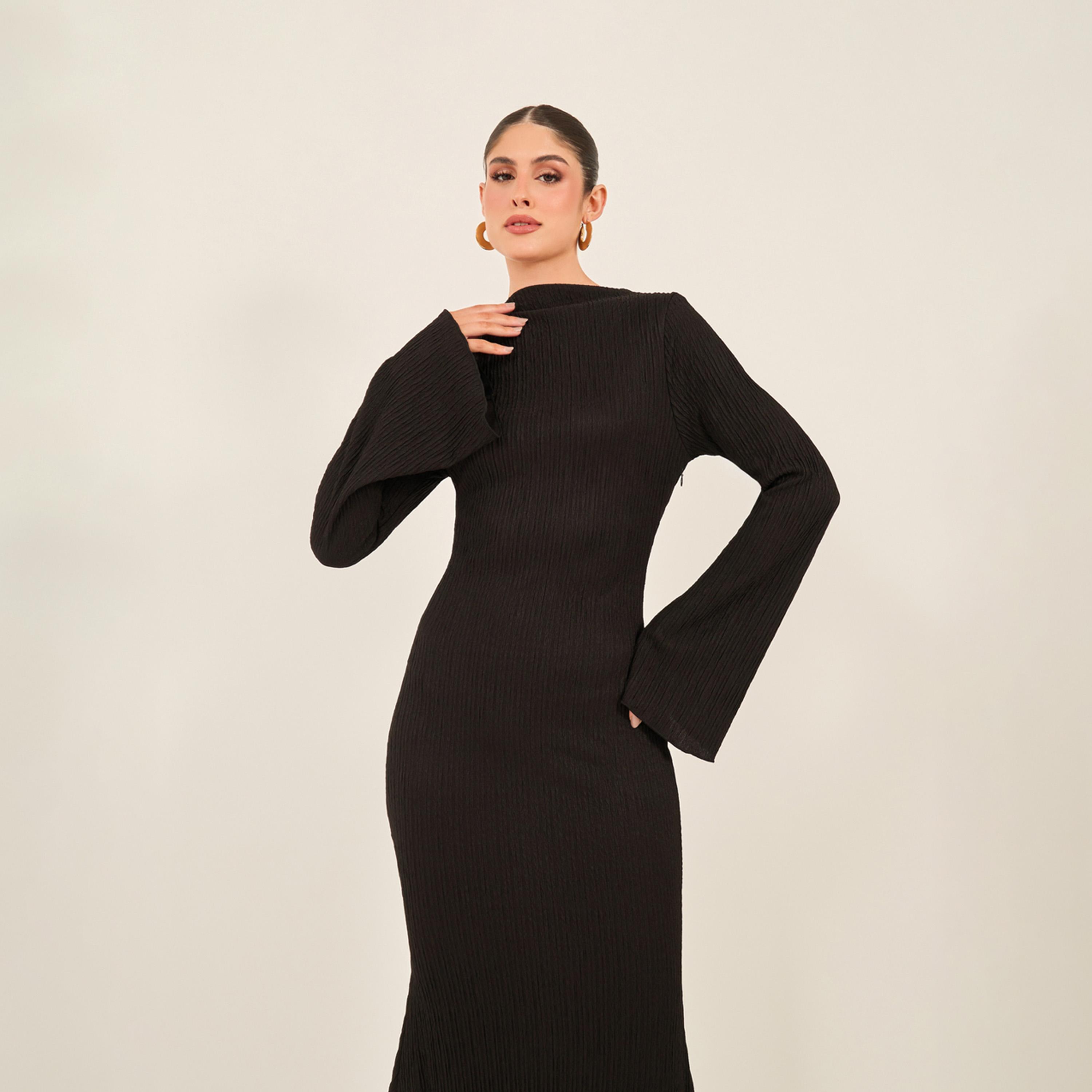 ستايلي - فستان ماكسي بتصميم حورية البحر وفتحة رقبة واسعة-women-clothing-dresses-image-4