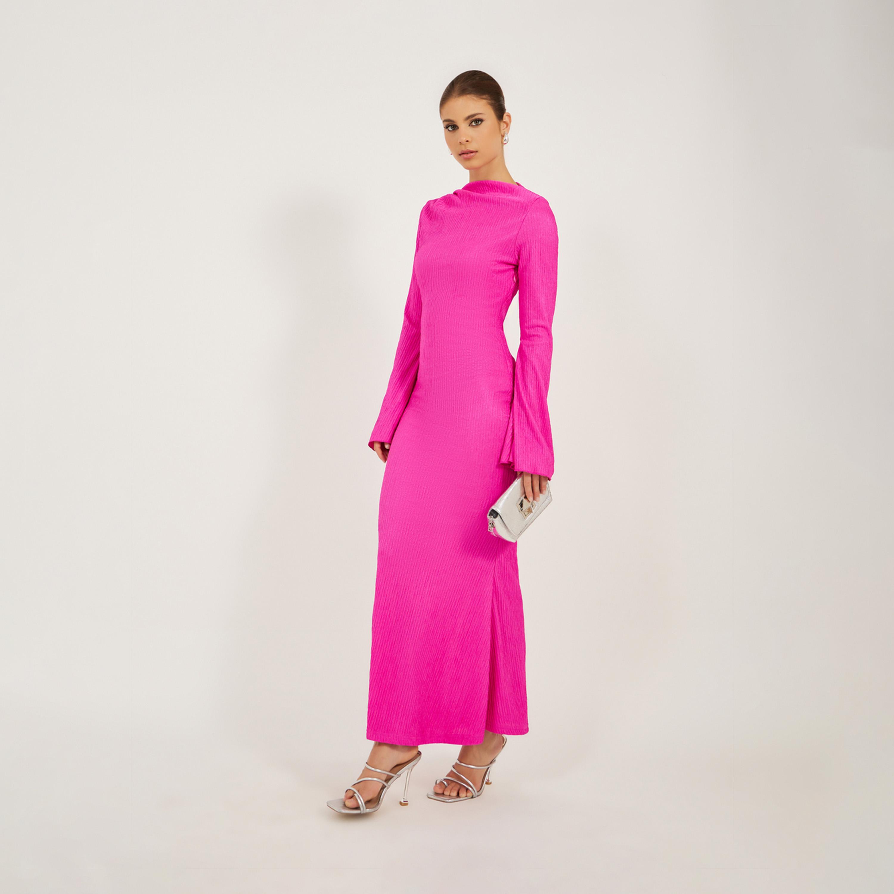 ستايلي - فستان ماكسي بتصميم حورية البحر وفتحة رقبة واسعة-women-clothing-dresses-image-1