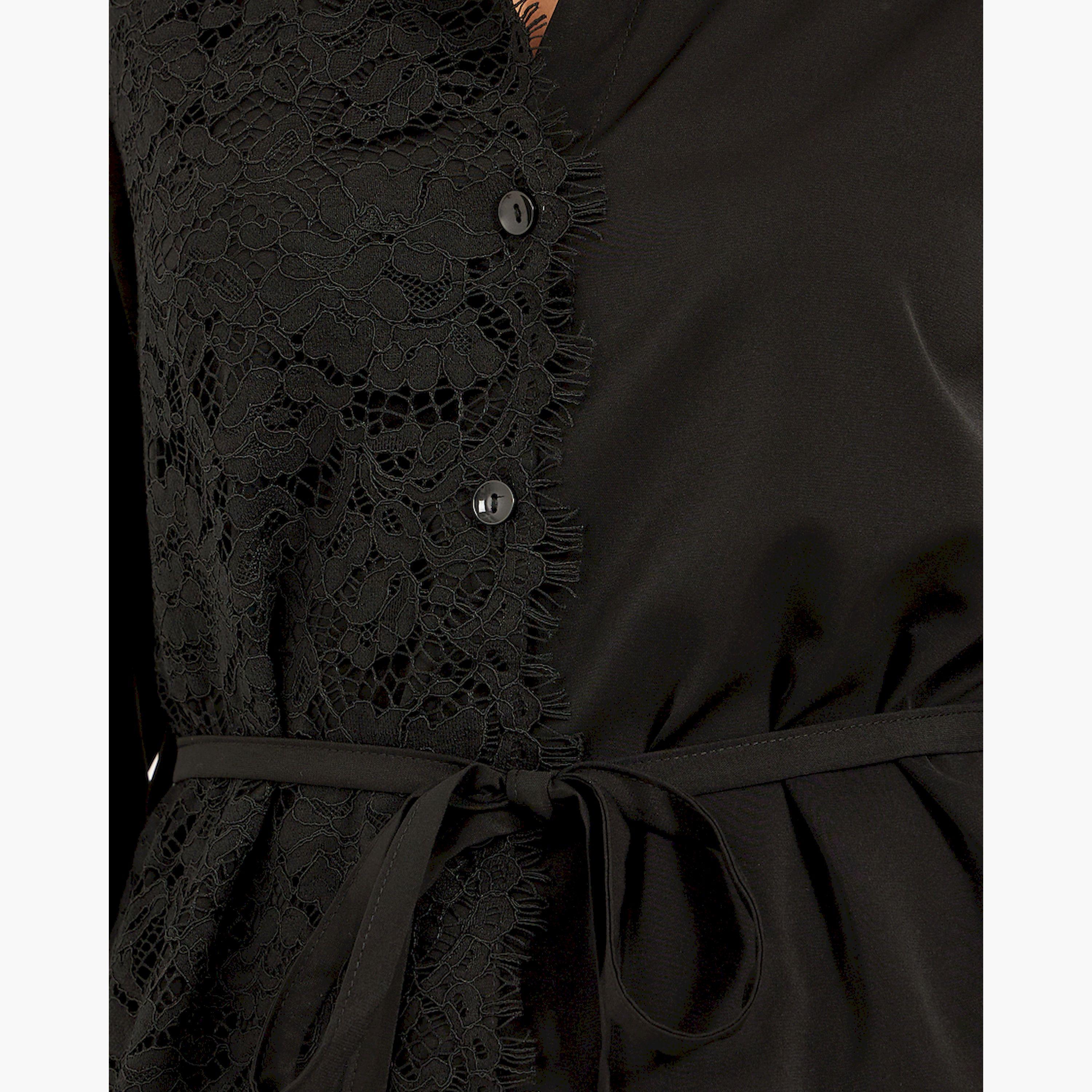 ستايلي - قميص بقصّة عادية مزيّن بالدانتيل مع تفاصيل ربطة-women-clothing-shirtsandblouses-shirts-image-3