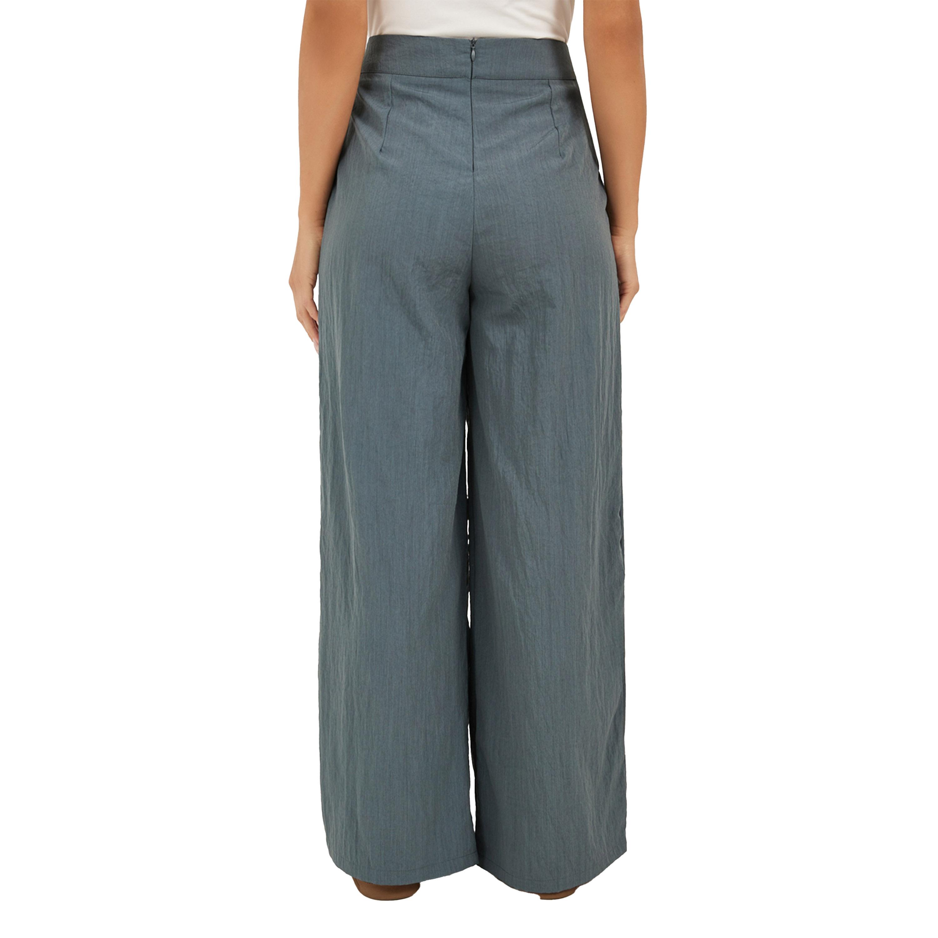 ستايلي -  بنطال ساق واسعة من قماش التويل المتين مع حزام خصر متقاطع-women-clothing-bottoms-trousers-image-4