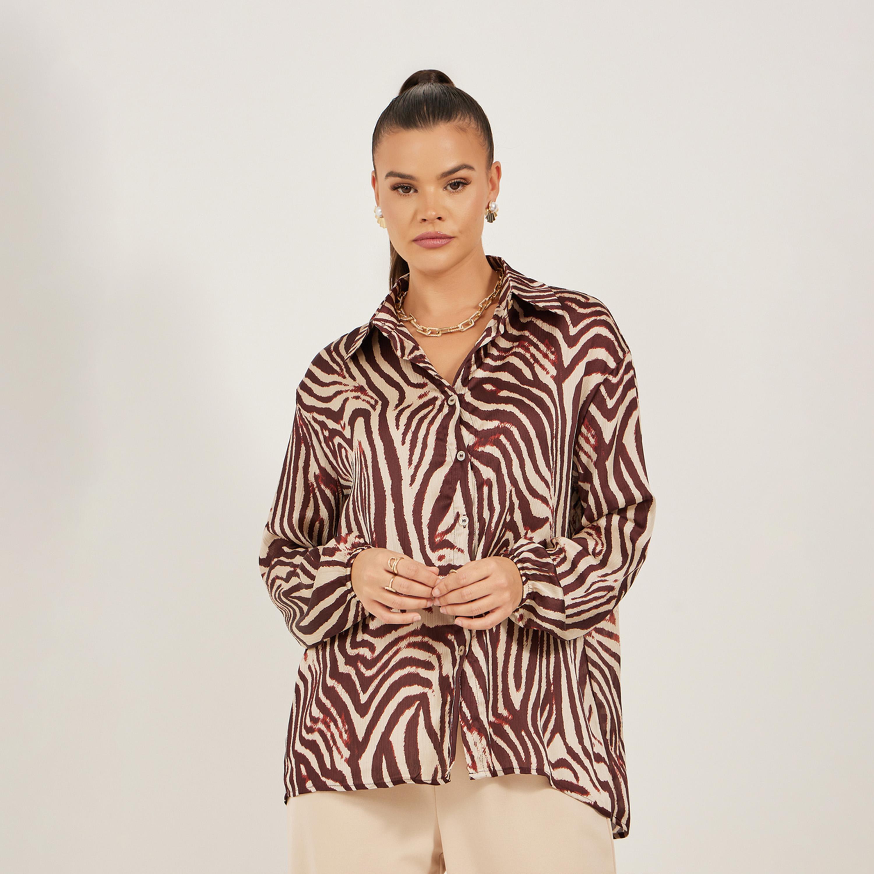 Styli Animal Print Oversized Balloon Sleeve Shirt-women-clothing-shirtsandblouses-shirts-image-3