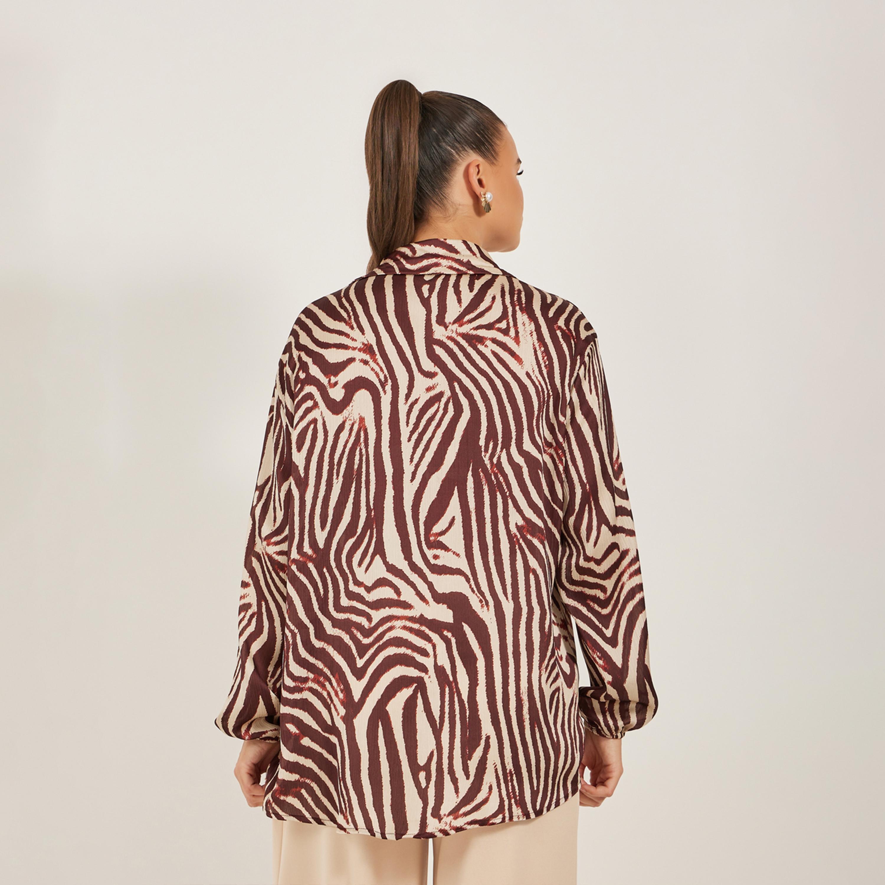 Styli Animal Print Oversized Balloon Sleeve Shirt-women-clothing-shirtsandblouses-shirts-image-5