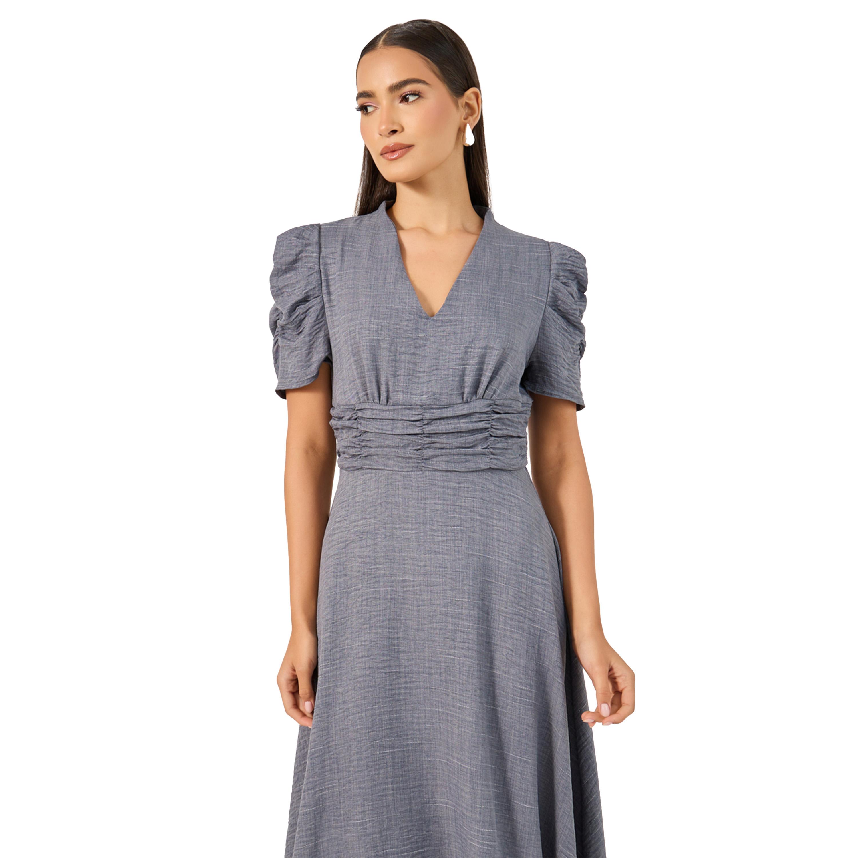 ستايلي -  فستان ميدي بأكمام مكشكشة على شكل حرف A-women-clothing-dresses-image-3