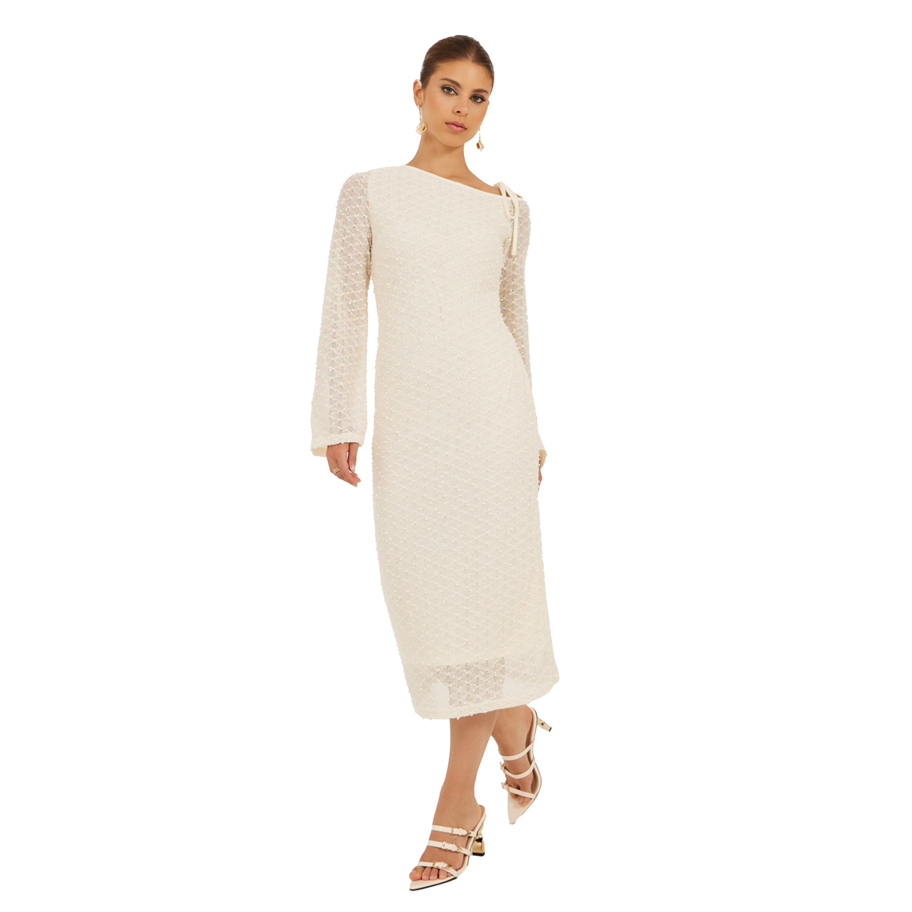 ستايلي -  فستان متوسط الطول بقصة ضيقة وكتف واحد-women-clothing-dresses-image-1