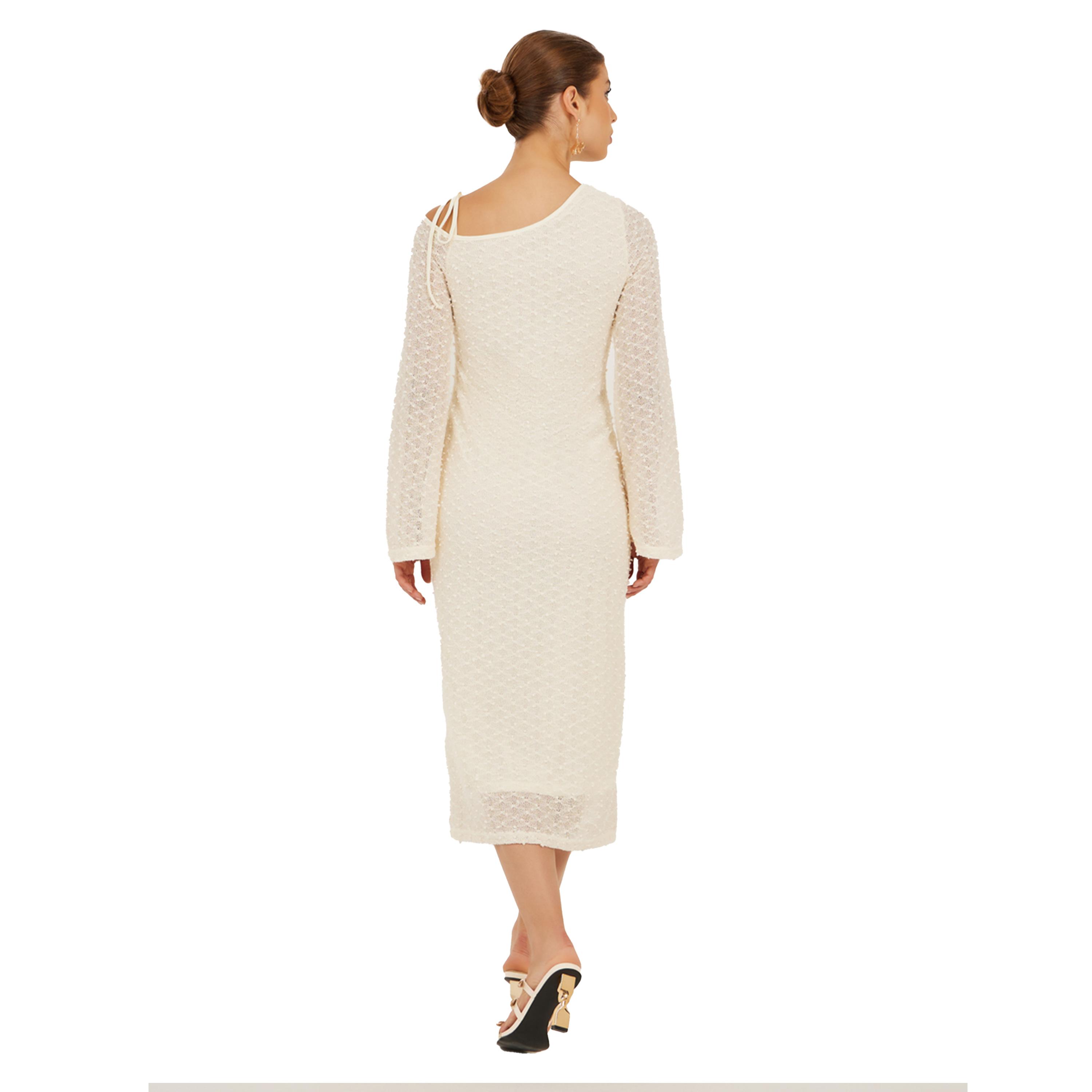ستايلي -  فستان متوسط الطول بقصة ضيقة وكتف واحد-women-clothing-dresses-image-5